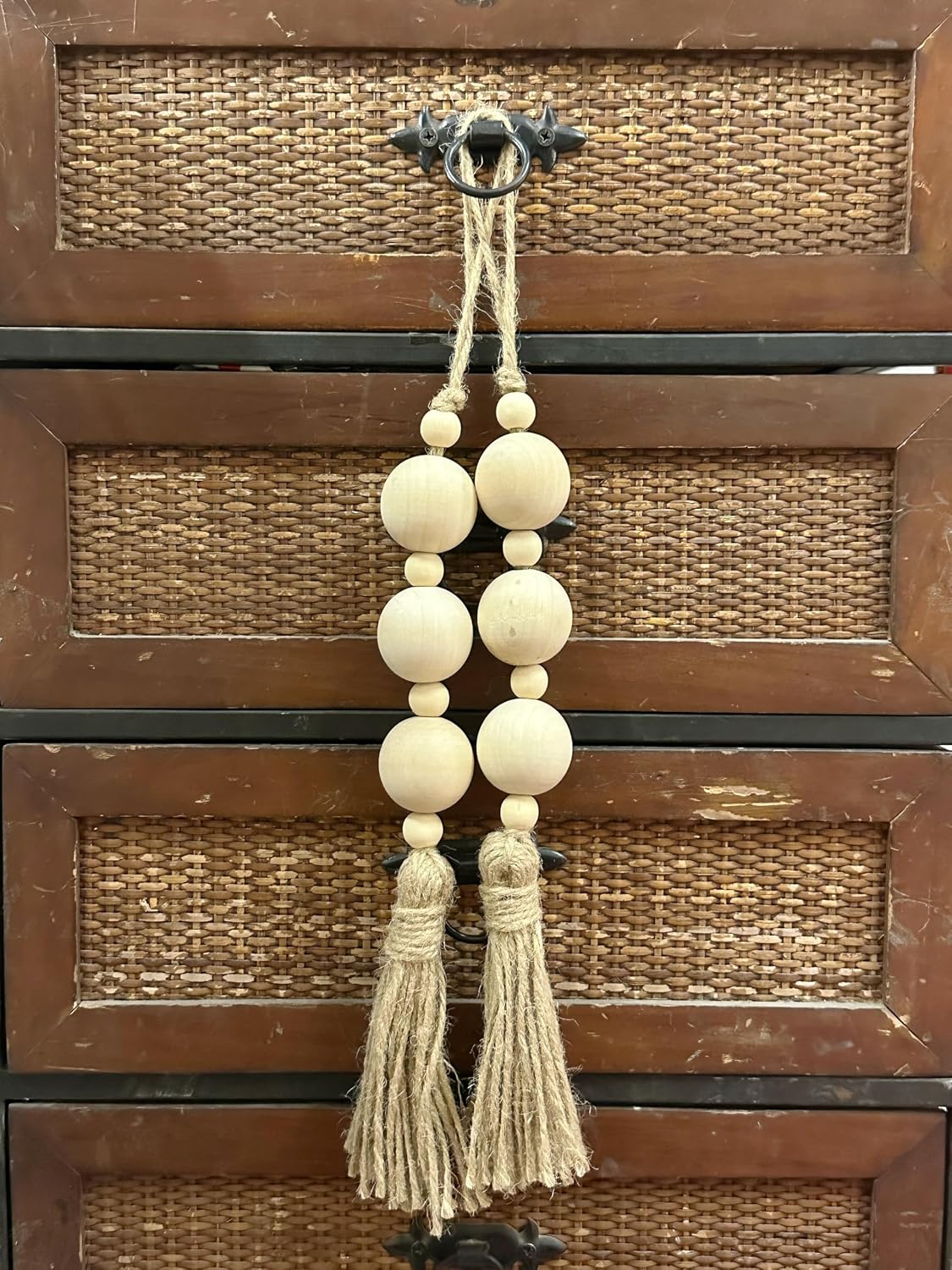 Farmhouse Decor Wooden Bead / Natural-style-2 / Set of 2