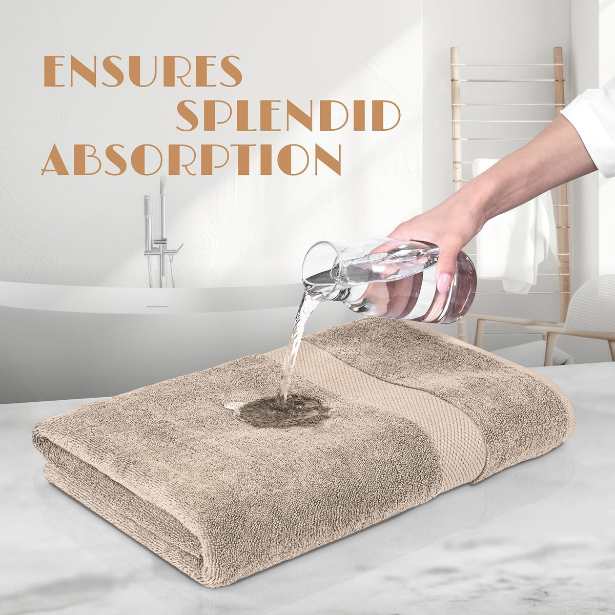 White Classic Wealuxe Taupe Bath Towels 24x50 Inch, Cotton Towel Set for Bathroom, Hotel, Gym, Spa, Soft Extra