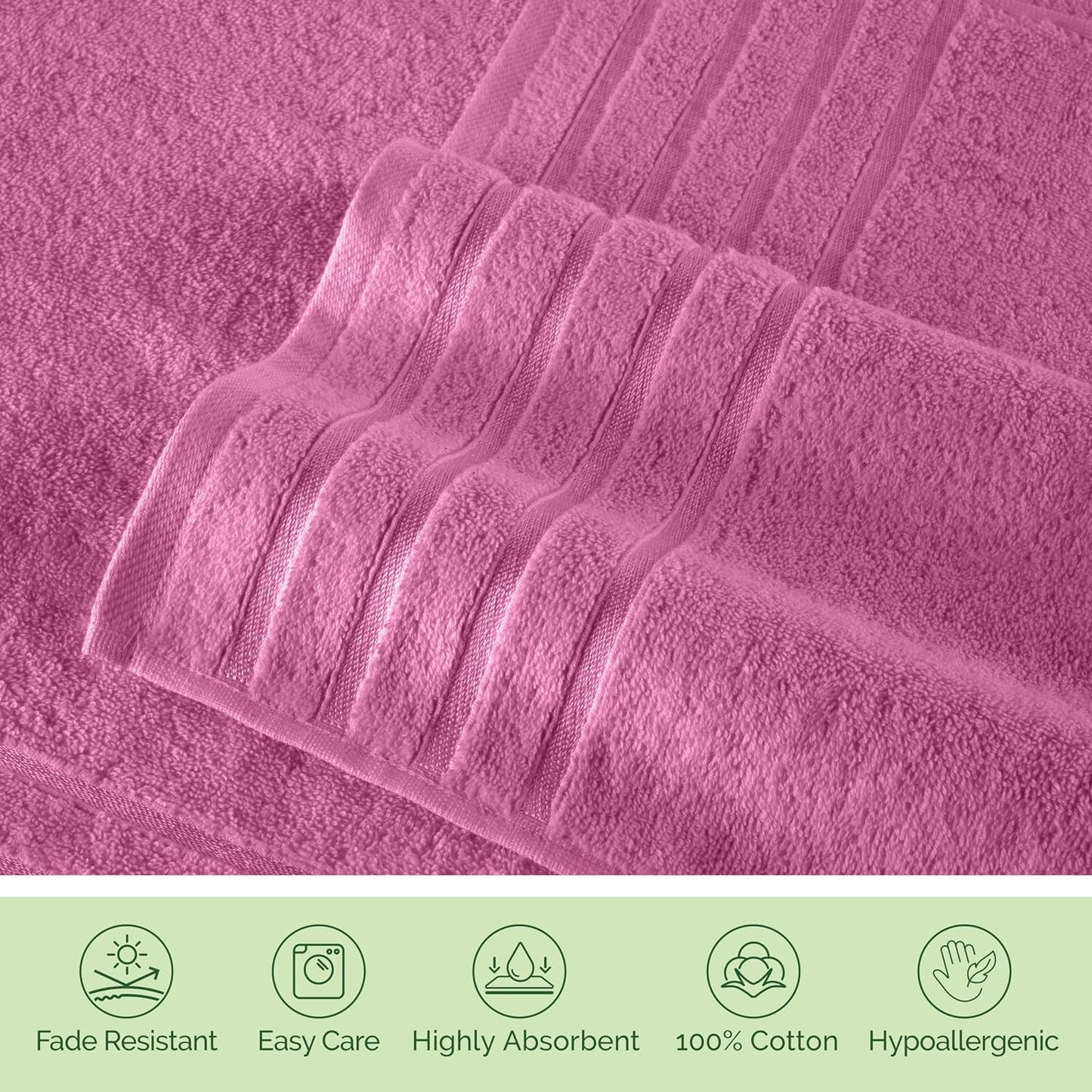 Elegant Comfort 4 Lines Viscose Stripe 6-Piece Premium Towel Set - 100% Turkish Cotton High Absorbent Luxury Bathroom