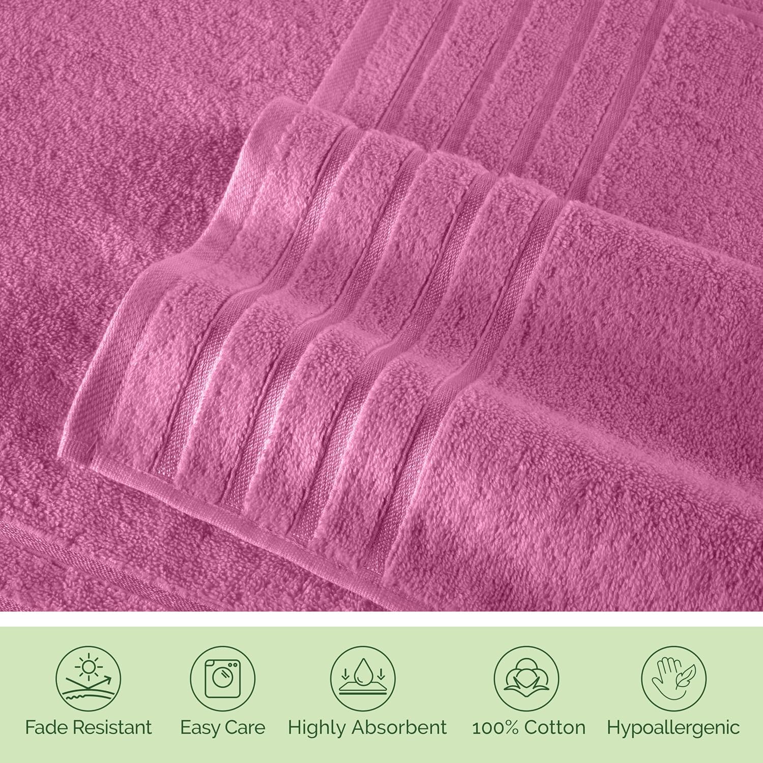 Elegant Comfort 4 Lines Viscose Stripe 6-Piece Premium Towel Set - 100% Turkish Cotton High Absorbent Luxury Bathroom
