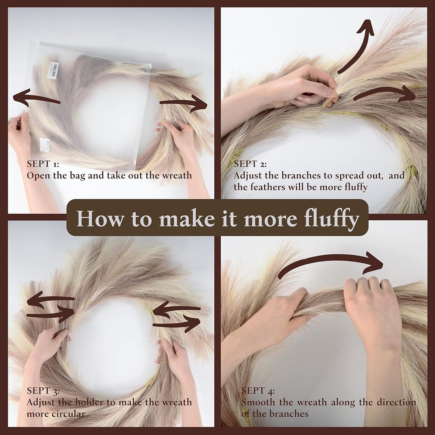 25'' Faux Pampas Wreath for Front Door / Mix