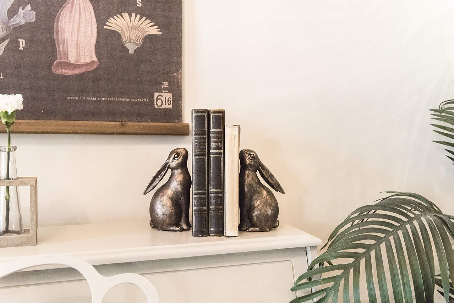 Decorative Resin Rabbit Bookends / Bronze Color