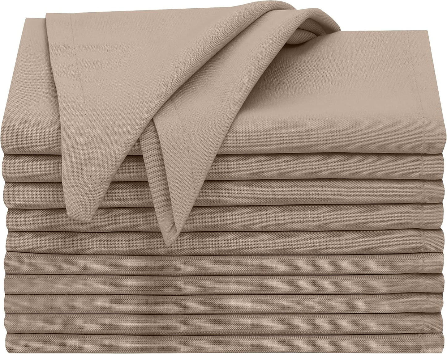 Ruvanti Cloth Napkins Set of 12, 100% Cotton 18”x18” - Light Taupe | Washable, Soft, Durable & Absorbent Everyday