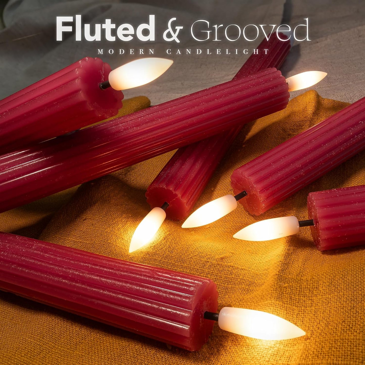 10" Fluted LED Pink Grooved Pillar Candles with 2 Remotes & 24h Timer Memory, On/Off Switch - Flameless Dimmable