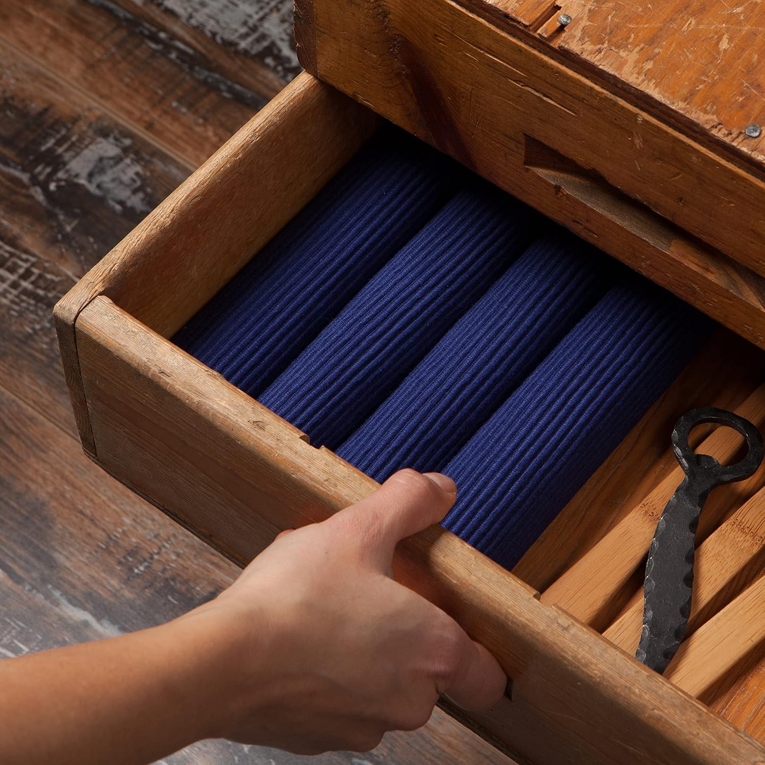 Now Designs Spectrum Placemats Ribbed Cotton, Indigo Blue, 19x13 inches, Set of 4, (901421aa)