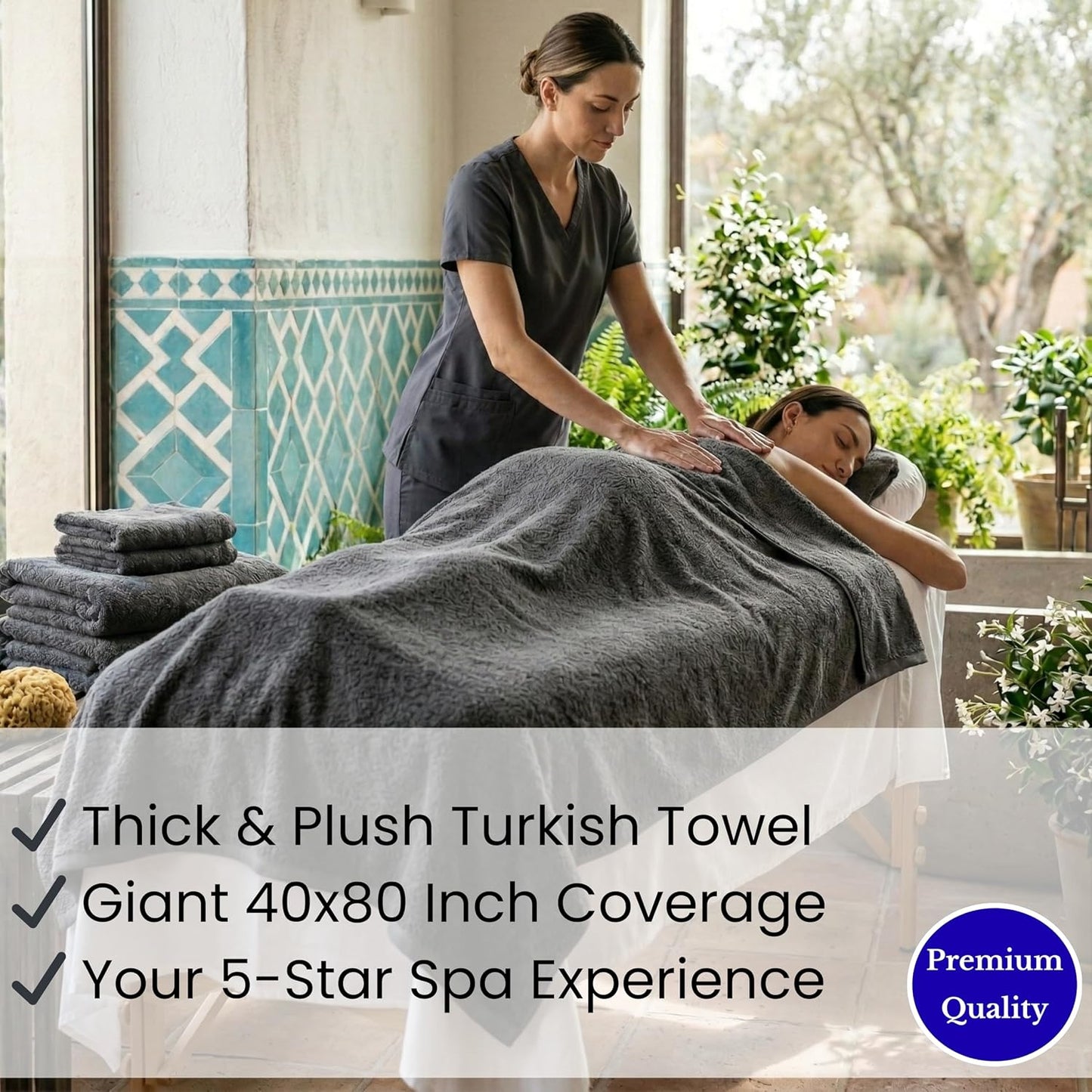 SALBAKOS Luxury 100% Turkish Cotton Bath Sheet 40x80 in (1-Piece, Gray) | Extra Large Jumbo Oversized Bathroom and