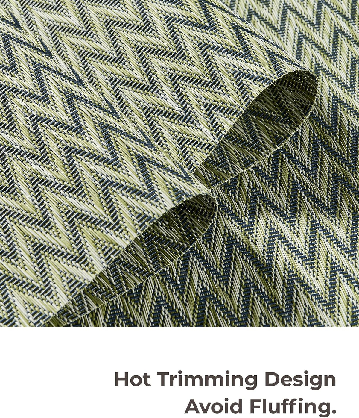 Leetaltree Woven Vinyl Placemats Set of 8,Green Zigzag | High Density，Stain Resistant, Easy to Clean, Washable Table