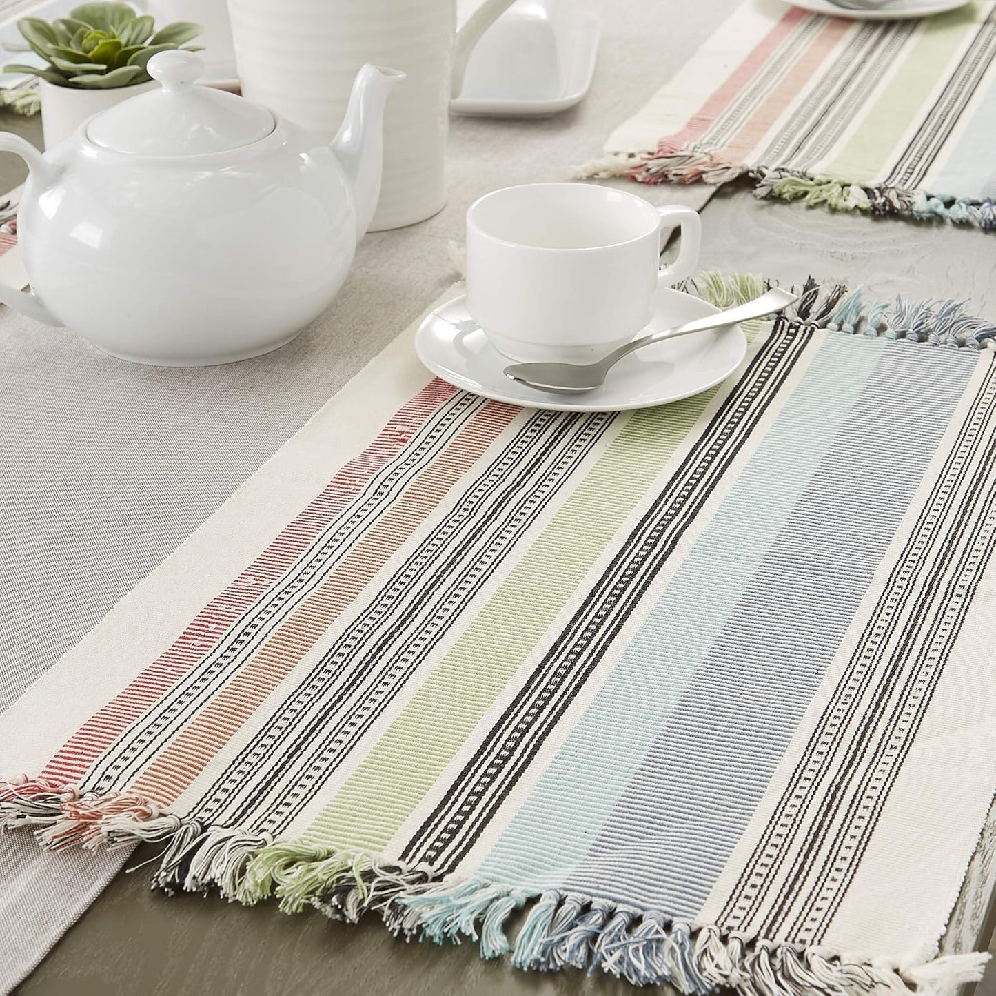 DII Variegated Tabletop Collection, Placemat Set3x19, Mediterranean, 6 Piece