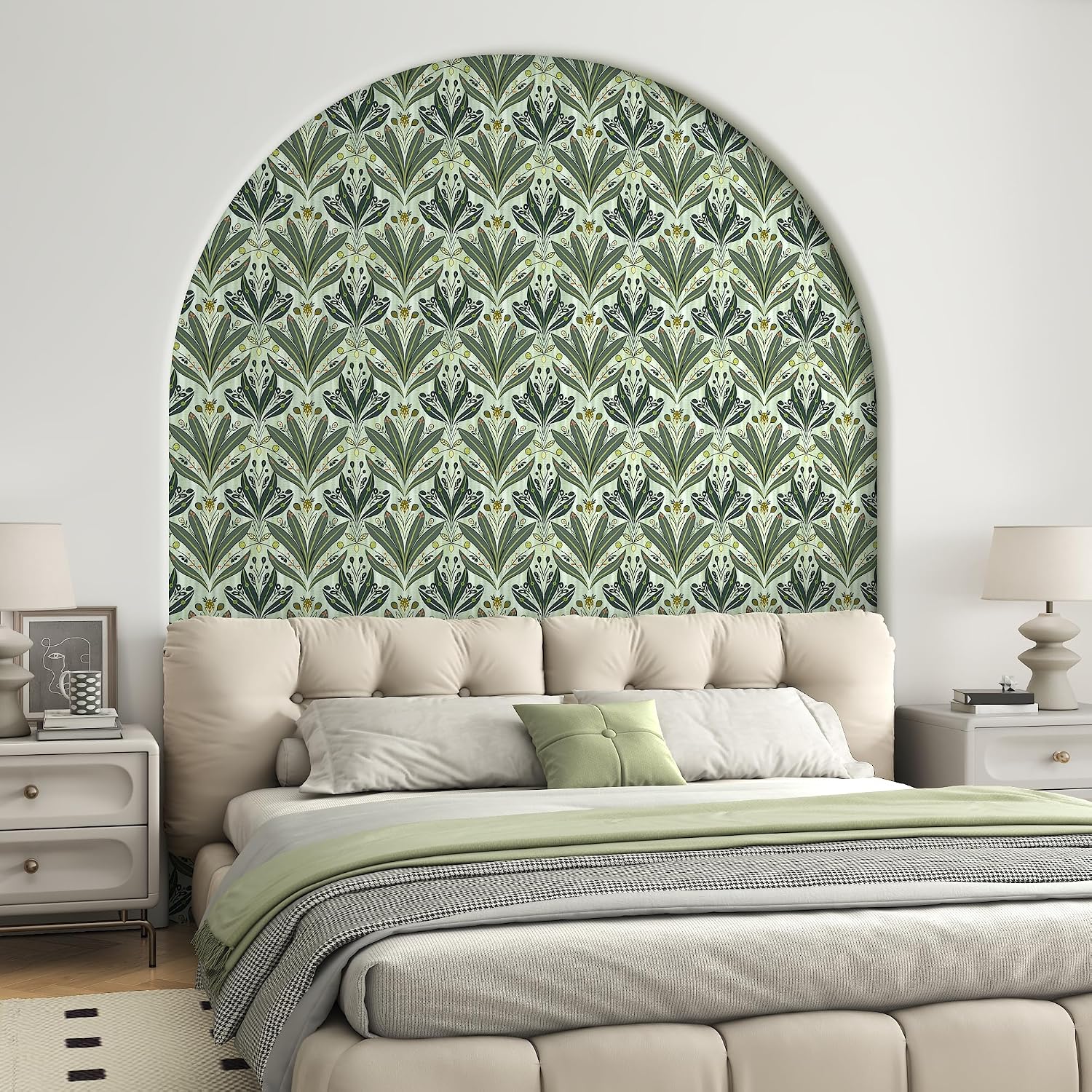 Leaf Wallpaper Peel and Stick Wallpaper " Modern Botanical Contact Paper / 17.3 x 197 / Green