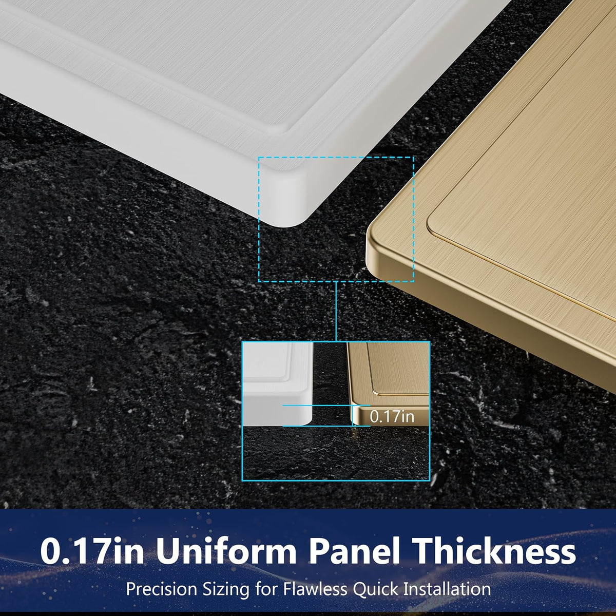 LIDER Modern Ogee Edge Screwless Wall Plate, Mid-Size 1-Gang Duplex Outlet Cover 4.88” x 3.11”, Contemporary Decor