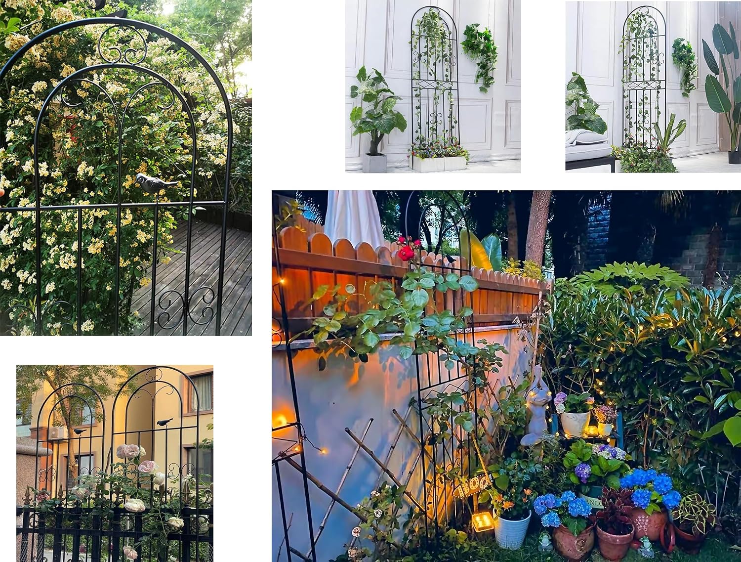 2 Pack 86.7" H x 19.7" W Metal Garden Trellis with Black Coating, Wire Lattice Grid Panel for Climbing Plants Outdoor