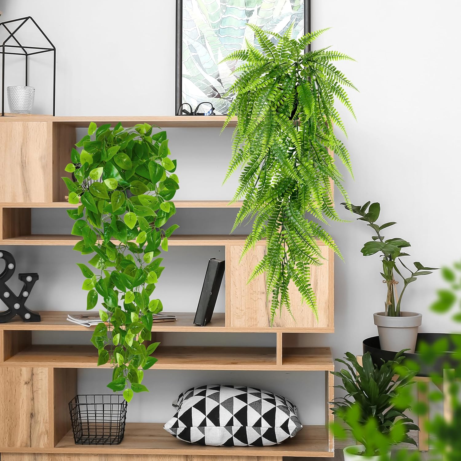 Artificial Hanging Plants / Green / Set of 4