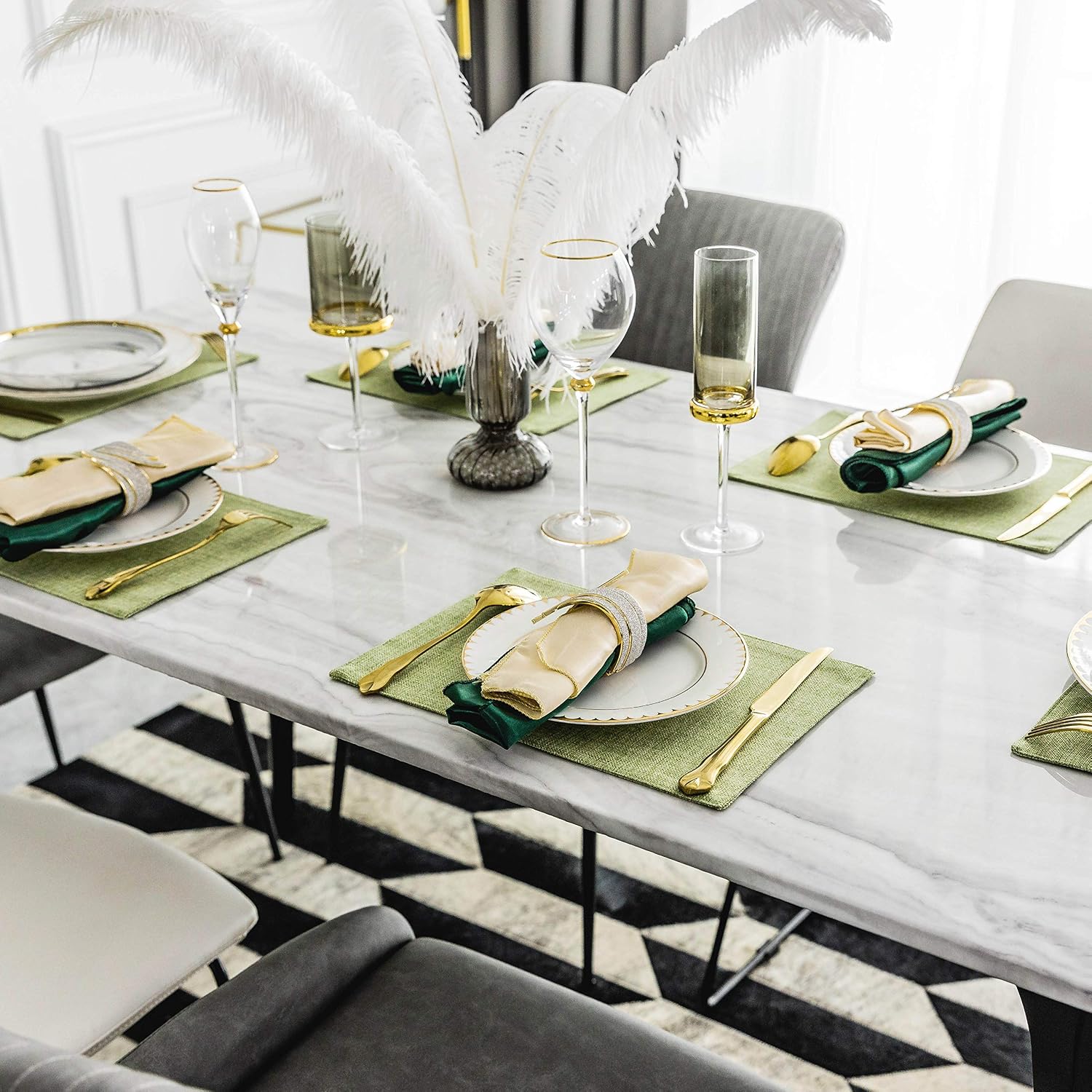 Home Brilliant Cloth Placemats Set of 6 Heat Resistant Dining Table Place Mats Kitchen Table Mats for Holiday Dinner