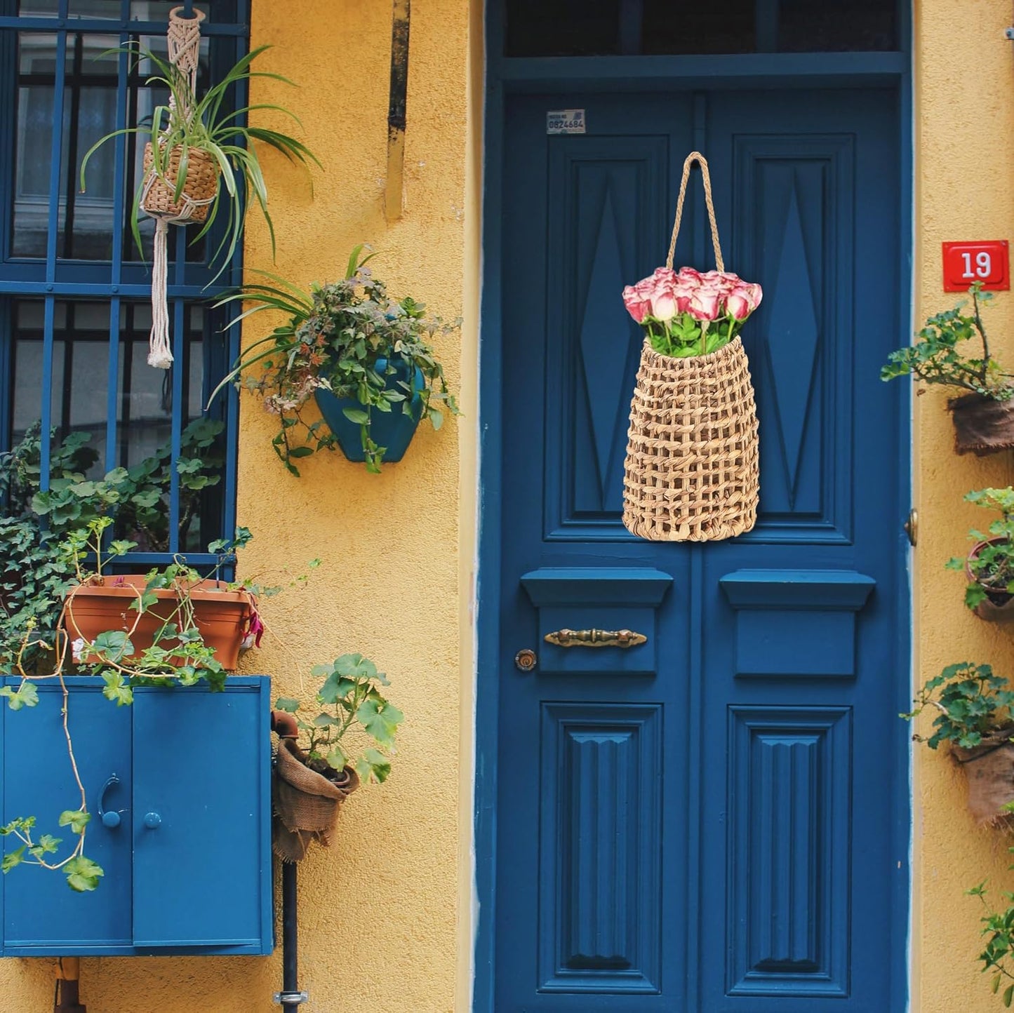 Woven Front Door Basket / Bohemian