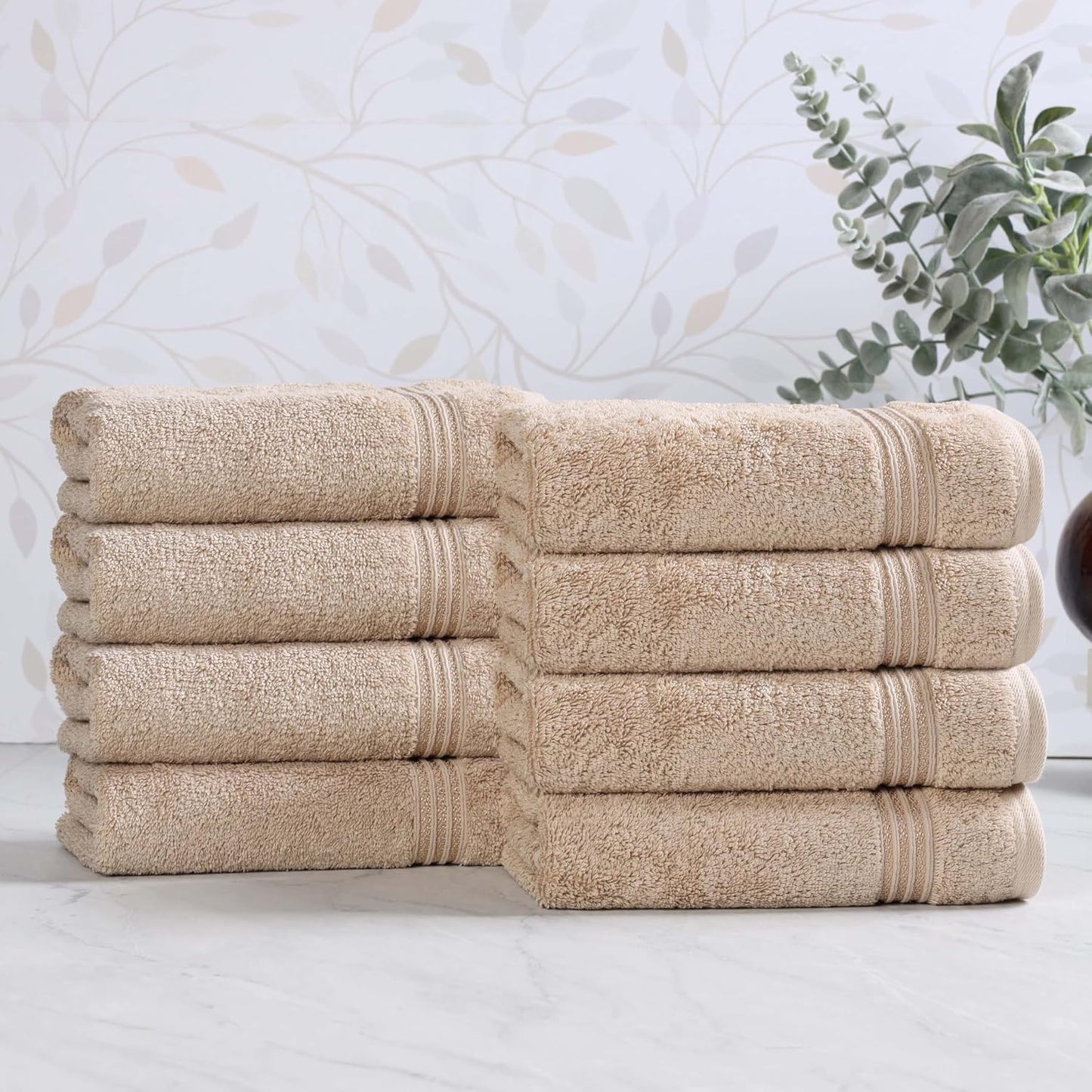 Superior Egyptian Cotton 8-Piece Hand Towel Set, Towel Basics For Quick Dry, Absorbent Small Towels, Facial, Spa