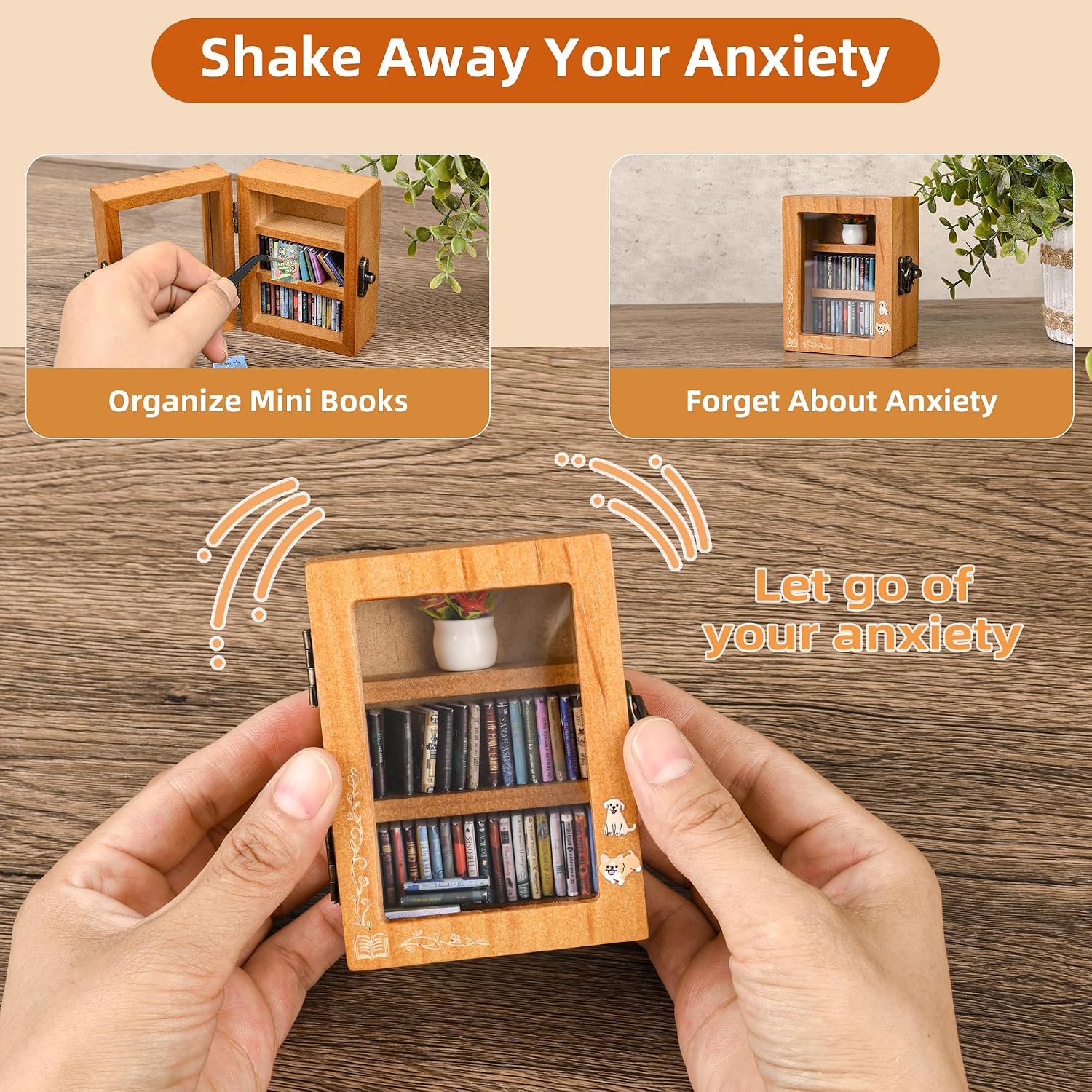 60 Mini Books / Walnut Wood / Small