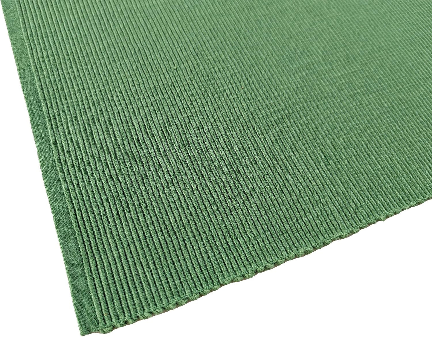 100% Cotton Ribbed Placemats - Set of 8-13 x 19 Inches - Green - Everyday/Christmas Cloth Table Mats - Thick
