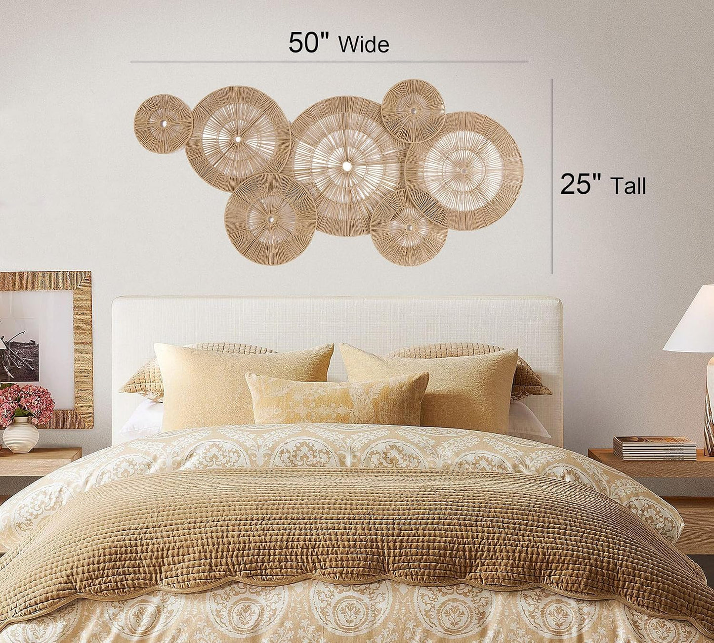 Handwoven Boho Baskets Wall Decor / Large / Brown / Set of 7