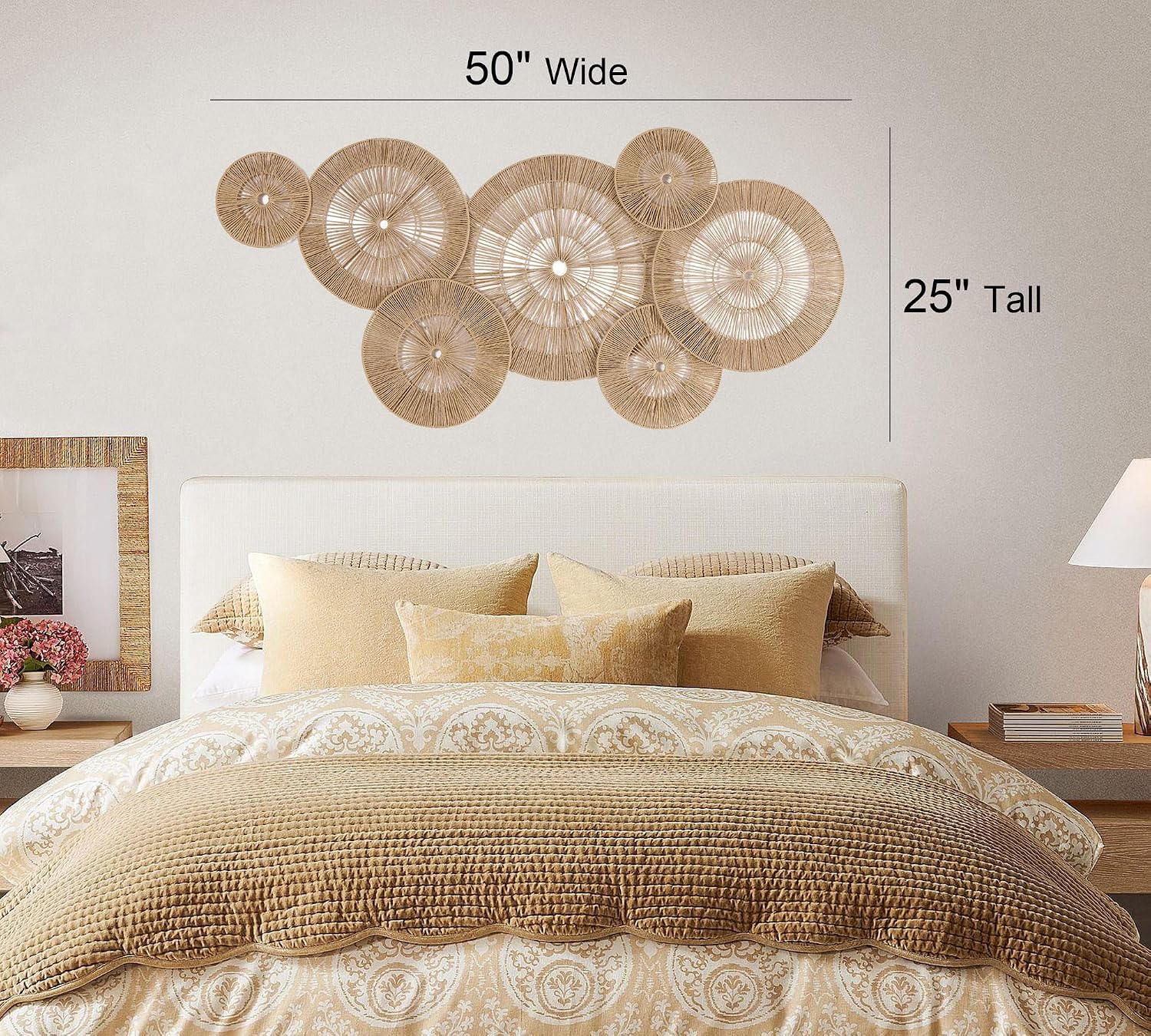 Handwoven Boho Baskets Wall Decor / Large / Brown / Set of 7