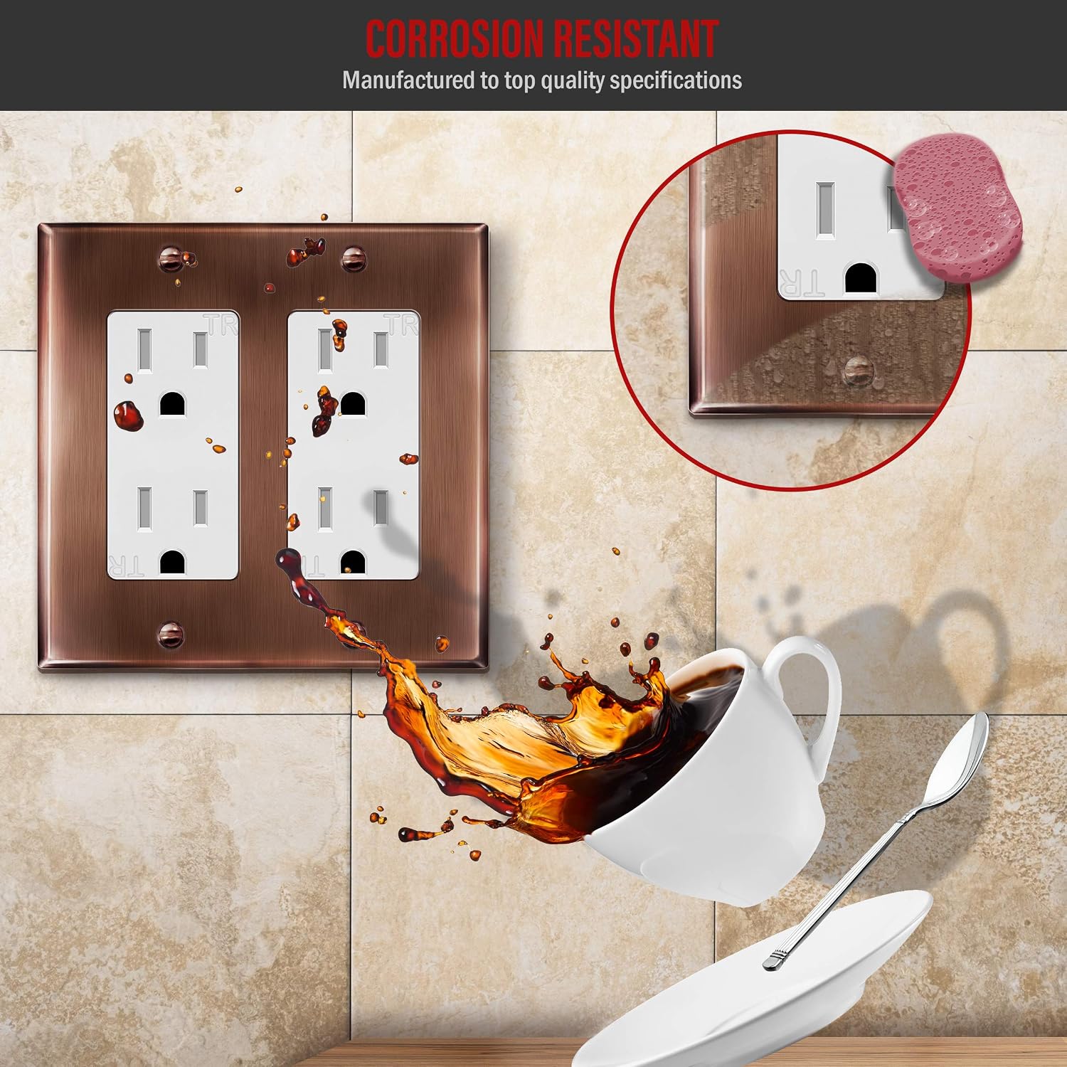 ENERLITES Double Decorator Switch or Receptacle Metal Cover Plate, Stainless Steel 201 Wall Plate, Corrosion Resistant
