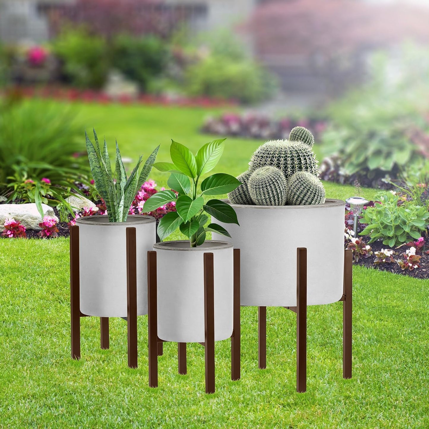 Sorbus Adjustable Metal Plant Stand – Mid Century Style Flower Pot Holder, 10 to 16 Inches Planter Stand for Modern