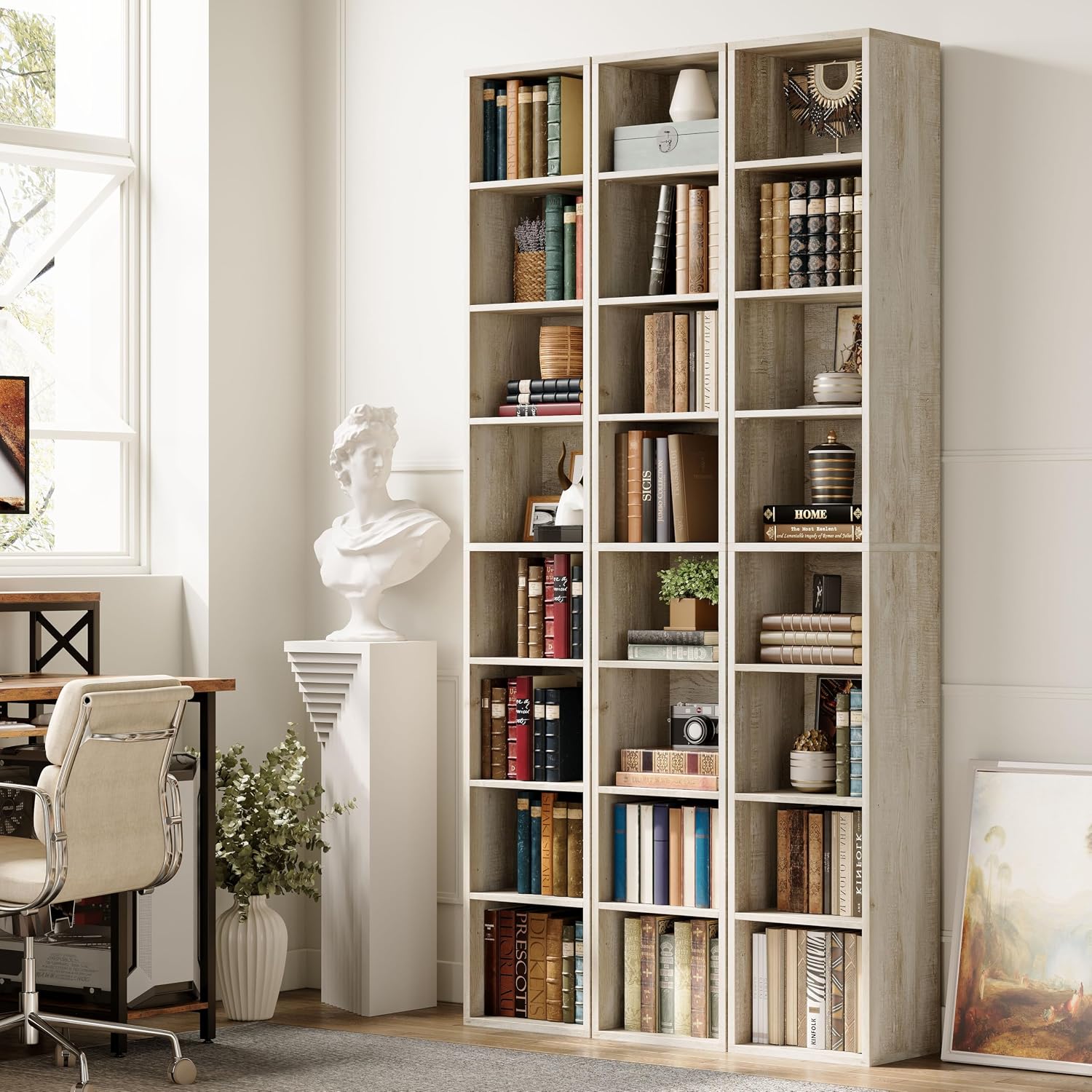 Floor Standing Display Storage Shelves in Tall / Beige Maple / 71 Inch
