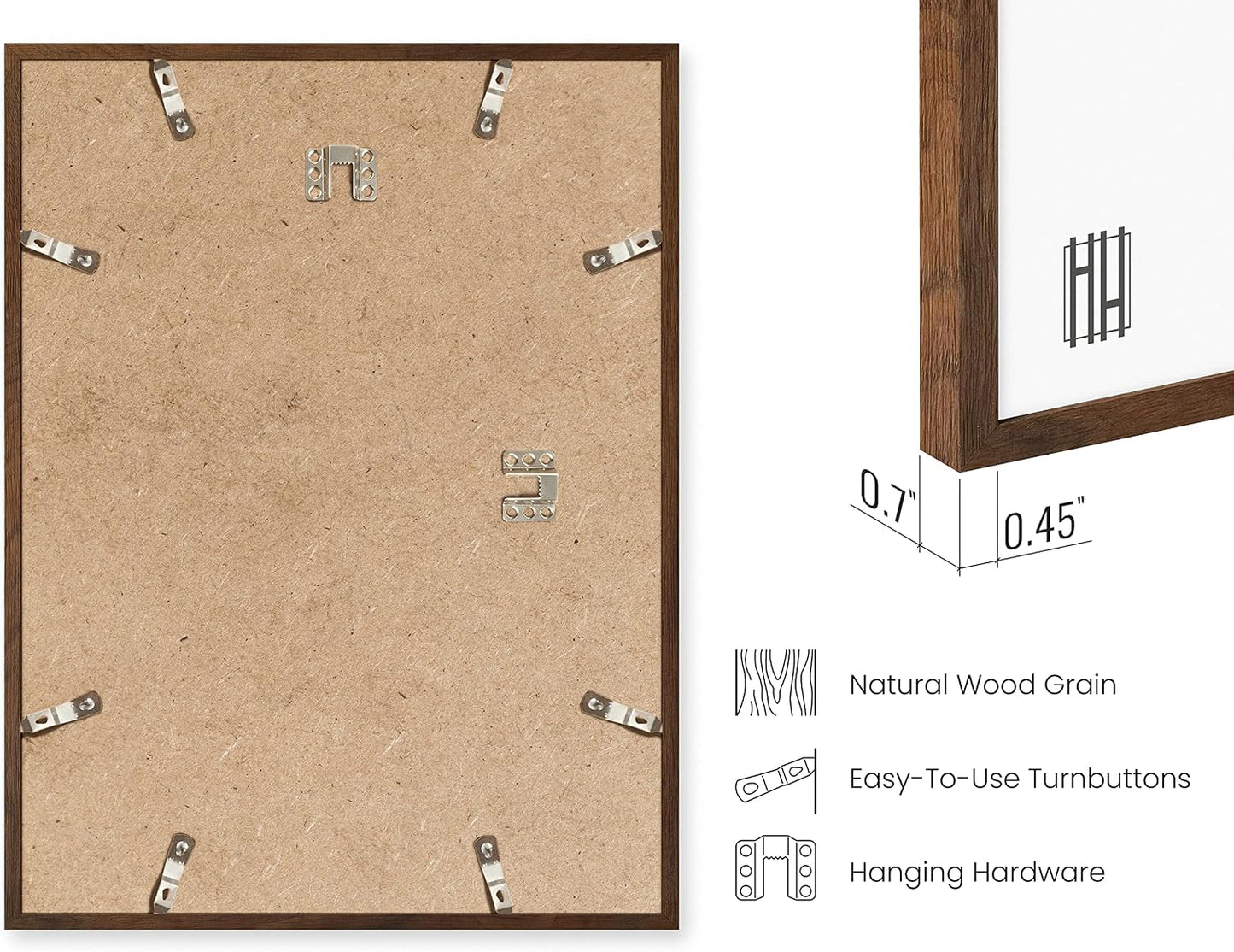 HAUS AND HUES Standalone Walnut Oak Frame Set of 3-18x24