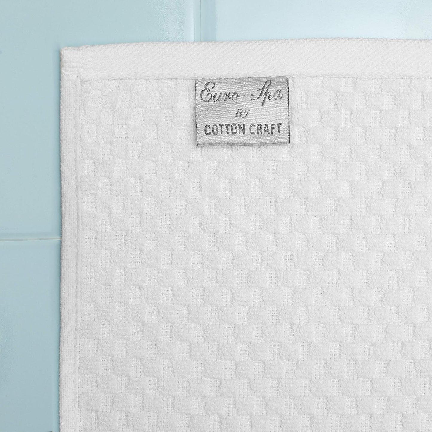 COTTON CRAFT Euro Spa Waffle Weave Bath Towels - Set of 4 White Towels | Pure 100% Ringspun Cotton Oversized Luxurious
