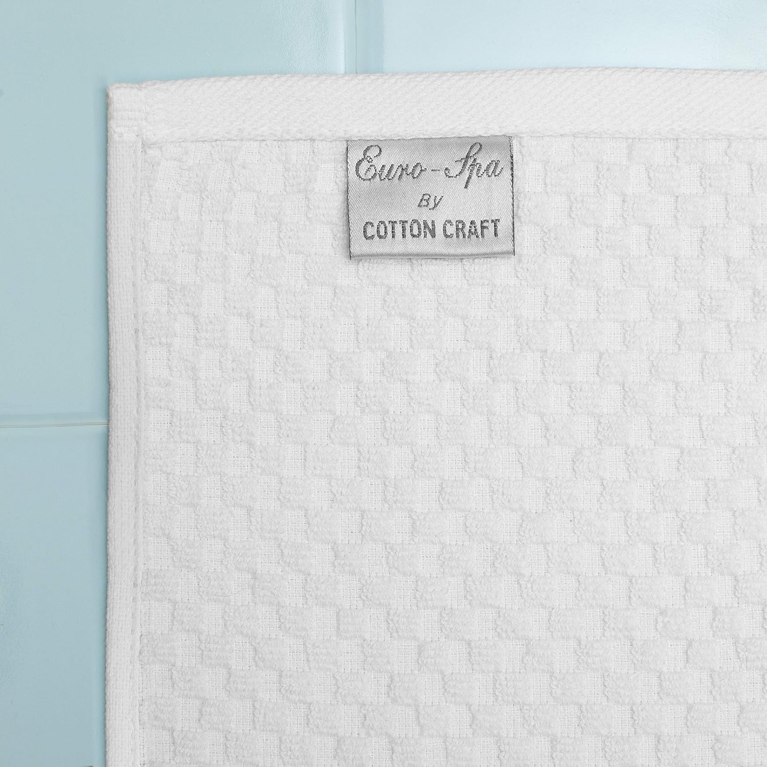 COTTON CRAFT Euro Spa Waffle Weave Bath Towels - Set of 4 White Towels | Pure 100% Ringspun Cotton Oversized Luxurious