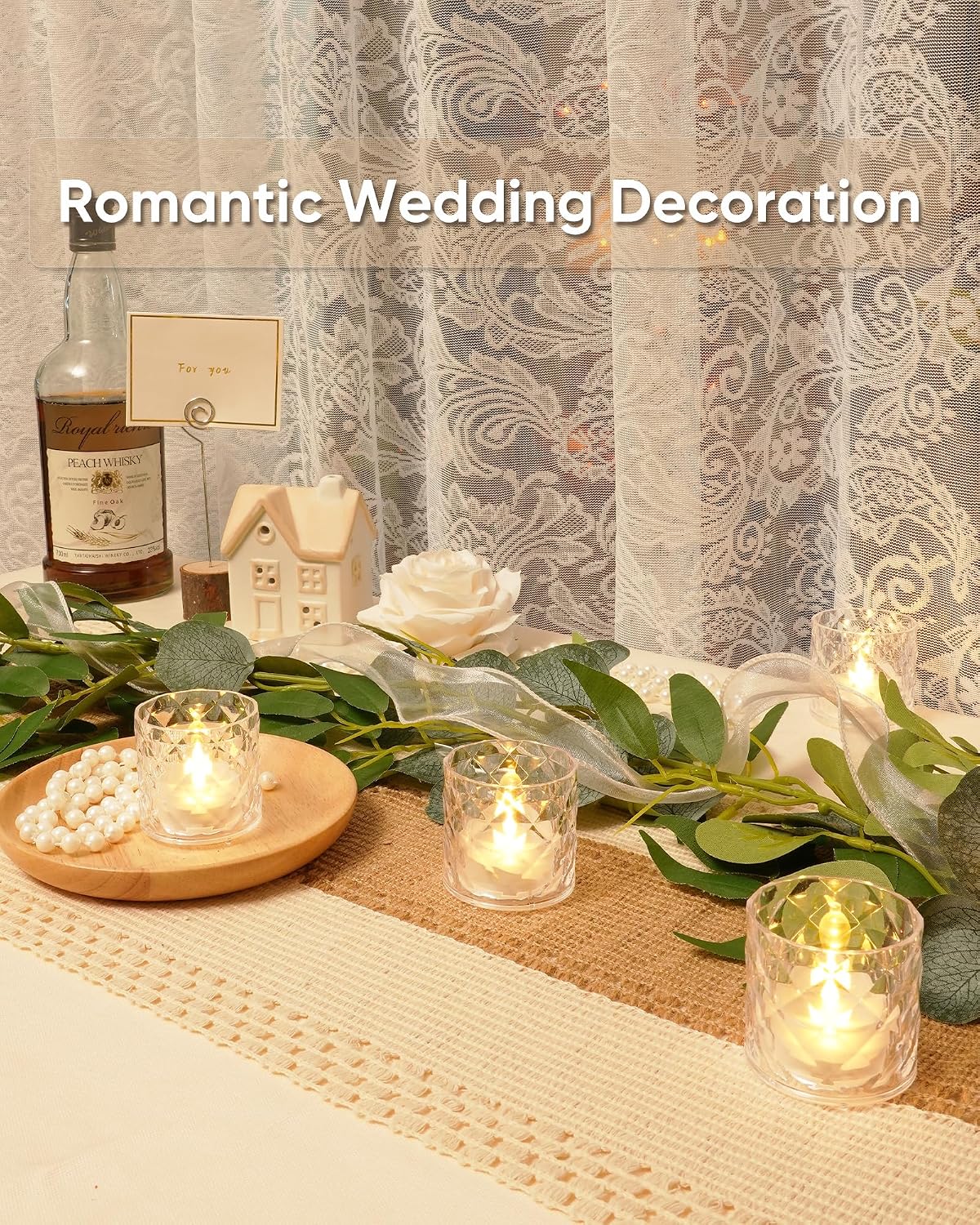 Homemory 2" Clear Acrylic Votive Candle & Holders with Auto Timer, 12 Pack | 6h auto timer, flicker Warm White glow
