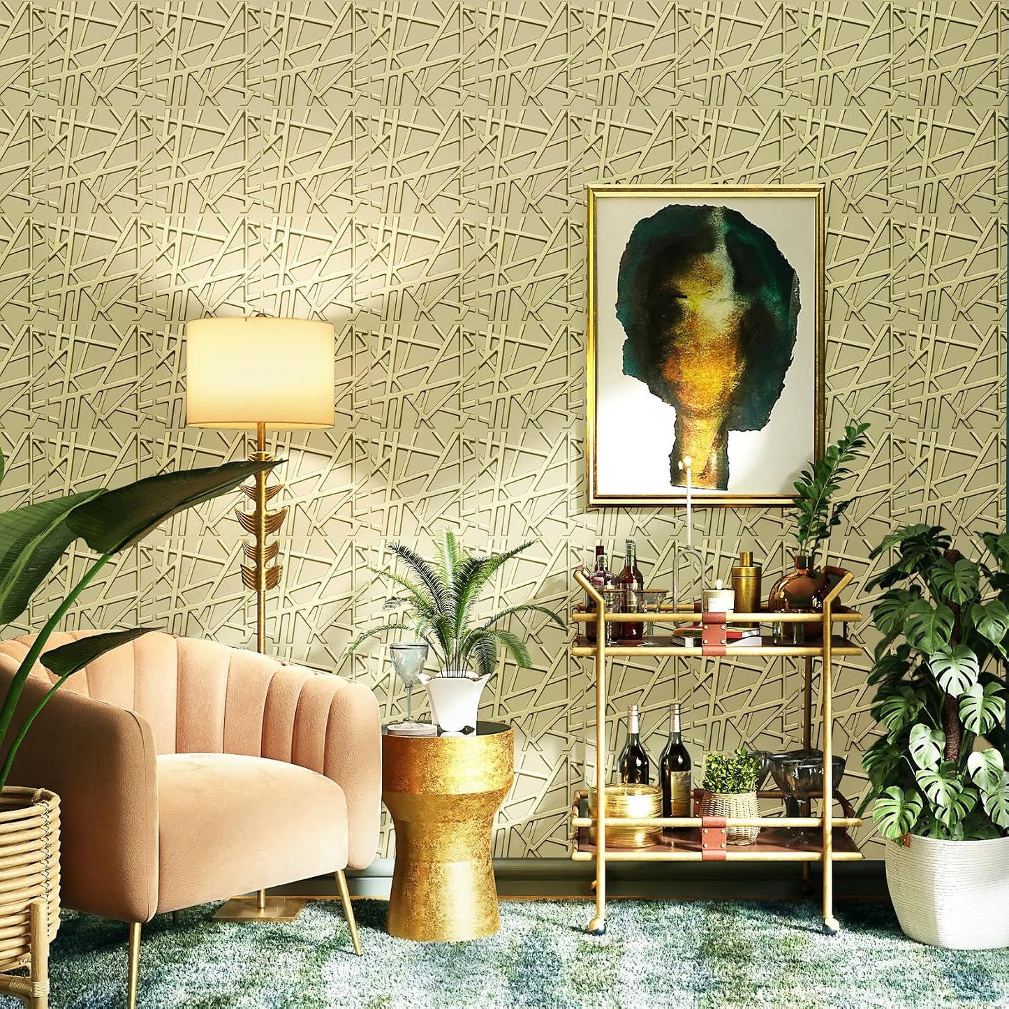 LEVOWAY 33 Pack 3D Wall Panels for Interior Wall Decor, 12''x12'' Champaign Gold Accent Textured Wall Panels, Wall