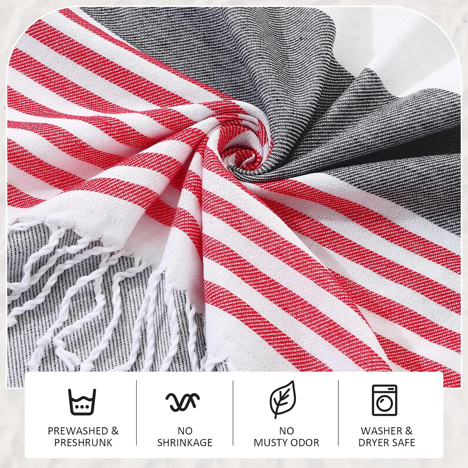 Peryiter 8 Pcs Cotton Turkish Beach Towels Bulk Oversized 39 x 71 in Quick Dry Sand Free Extra Large Turkish Towels for