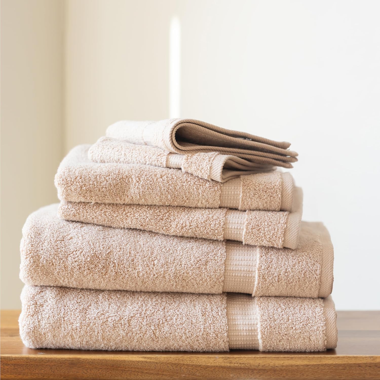 SALBAKOS 100% Turkish Cotton Bathroom Towel Set of 6-Piece, Taupe | 630 Gsm Thick Super Soft Highly Absorbent 2 Bath +