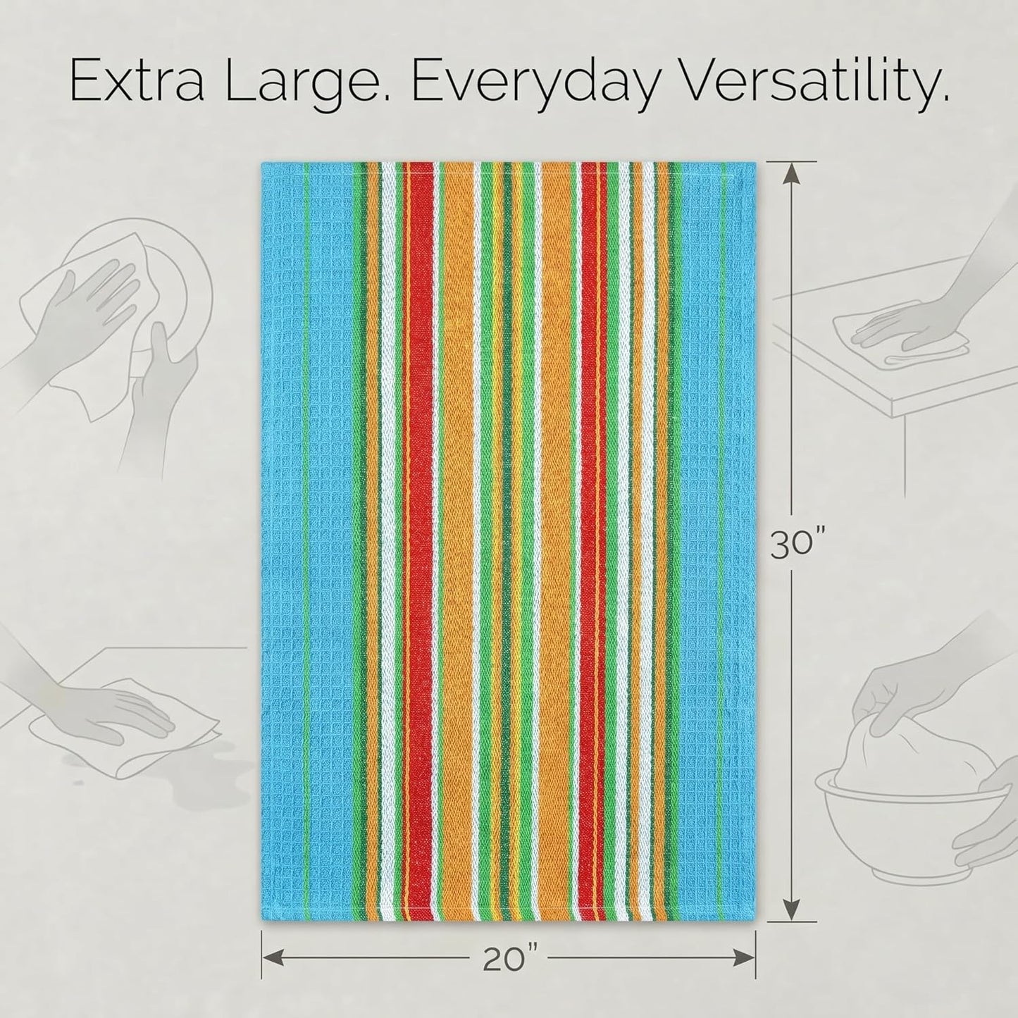 Urban Villa Kitchen Towels Cotton Dish Towels 20”x30” (Set of 6) Azure