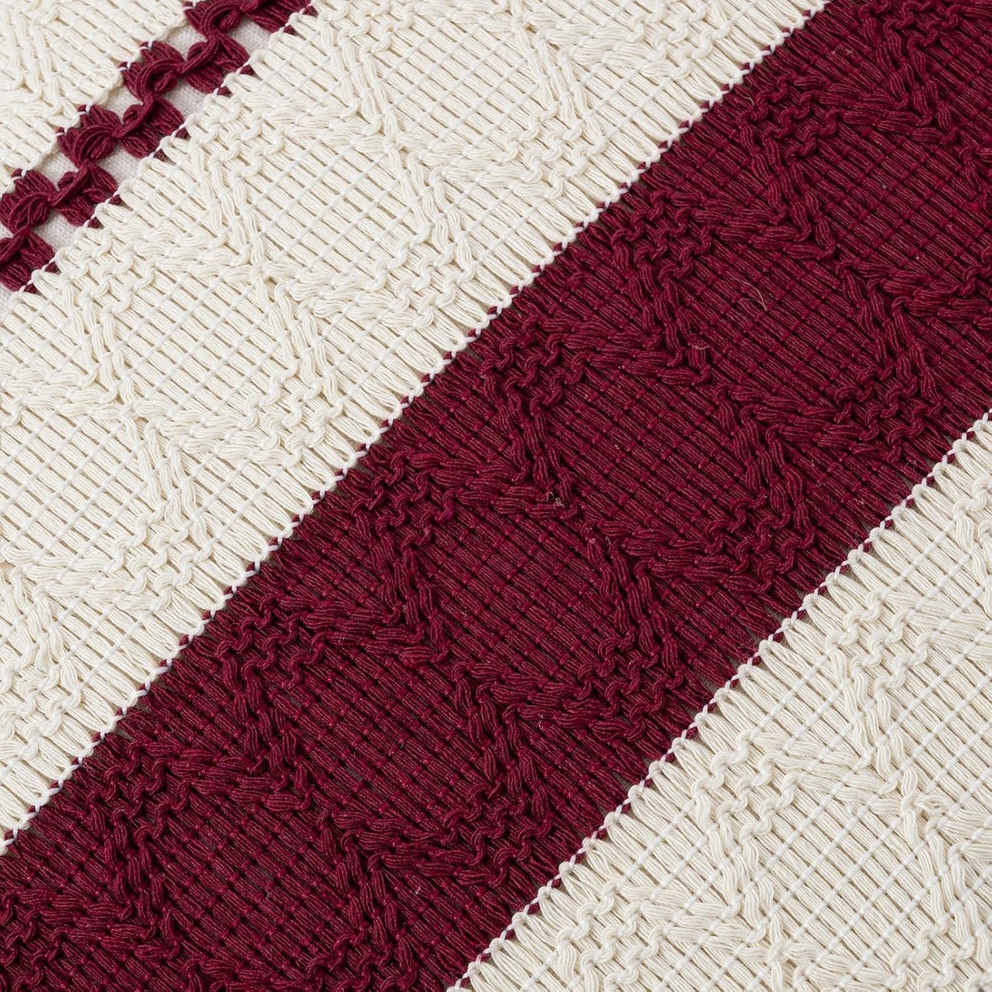Boho Decorative Throw Pillow Covers / 18 x 18 / Burgundy / Set of 2