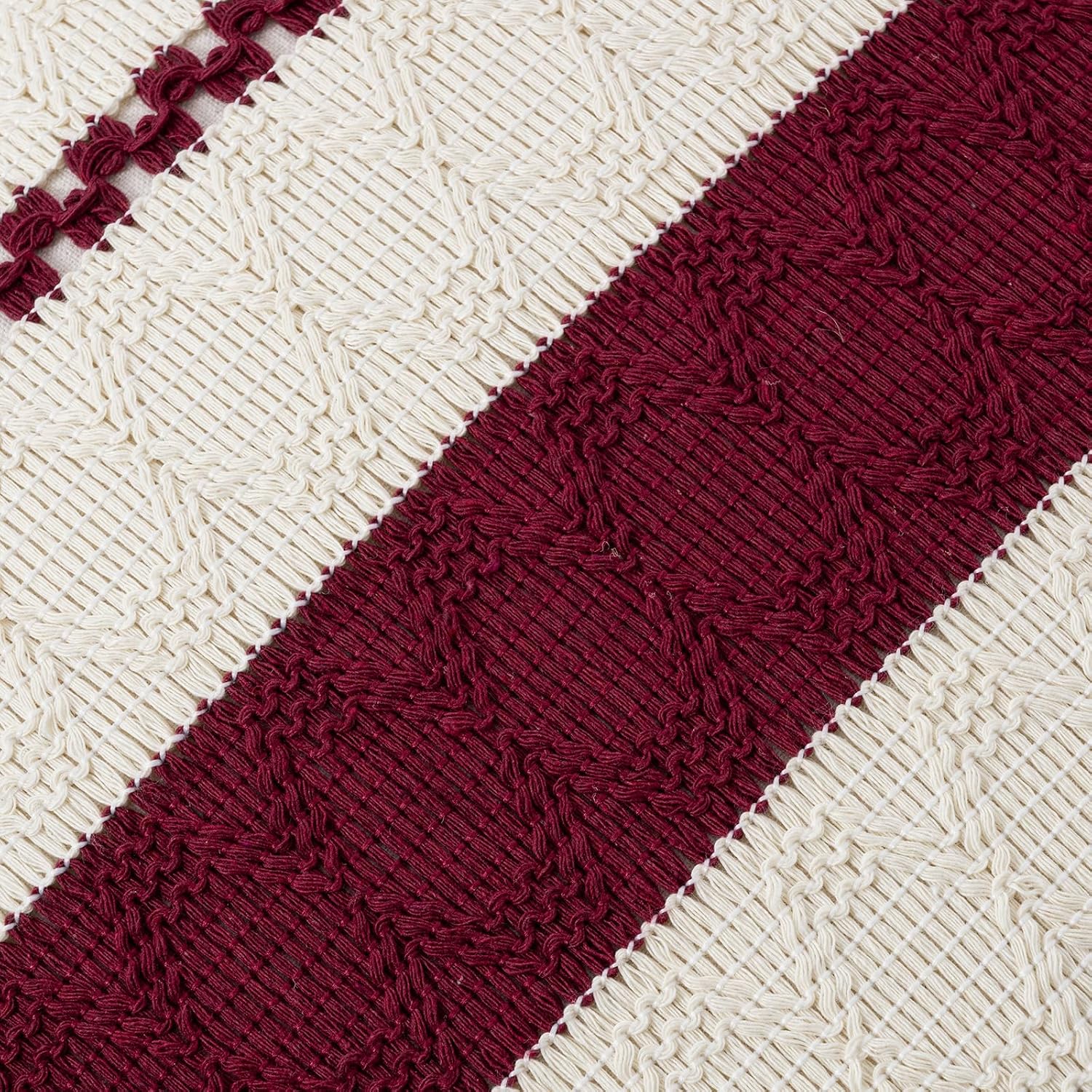 Boho Decorative Throw Pillow Covers / 18 x 18 / Burgundy / Set of 2
