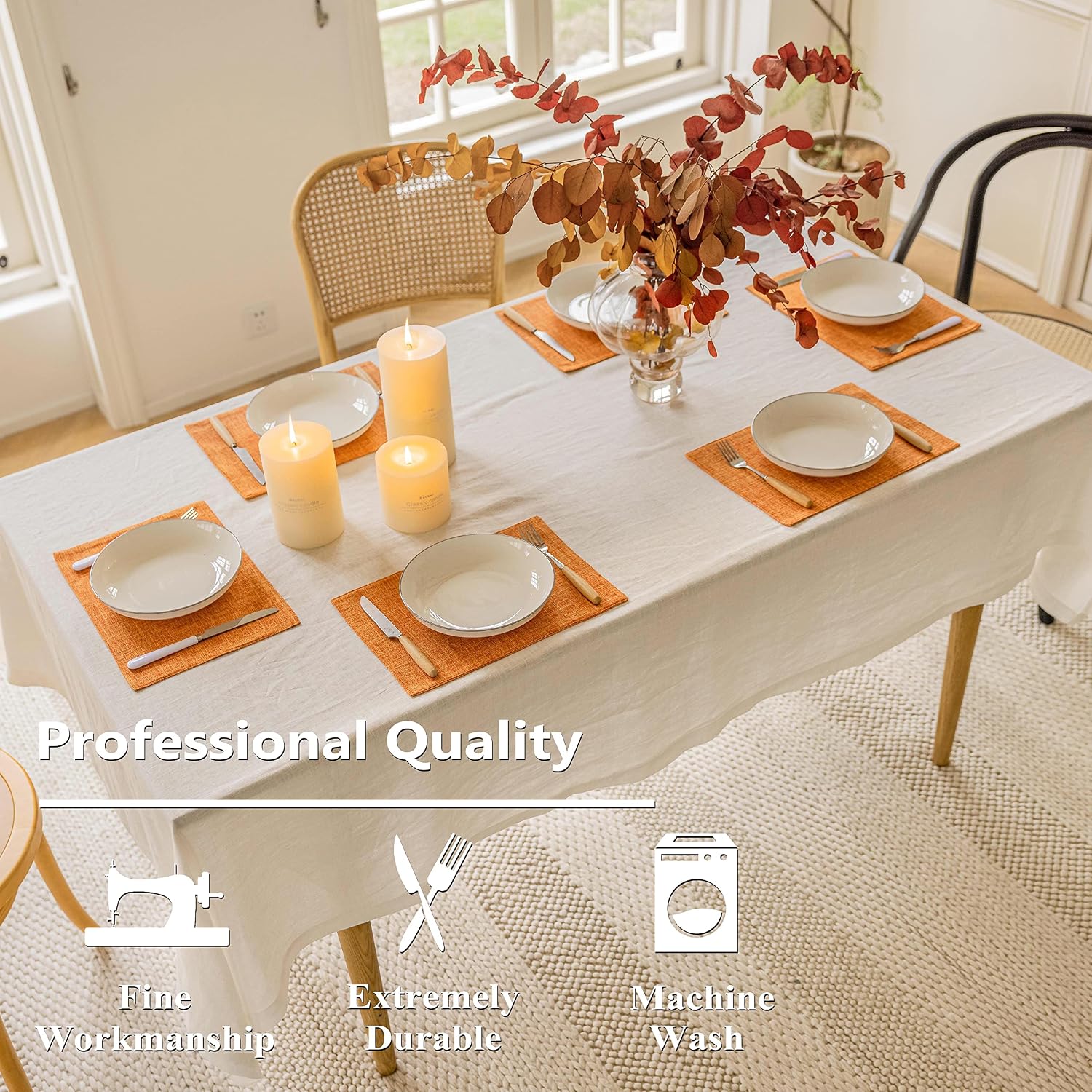 Home Brilliant Cloth Placemats Set of 6 Heat Resistant Dining Table Place Mats for Kitchen Table Party Decorations