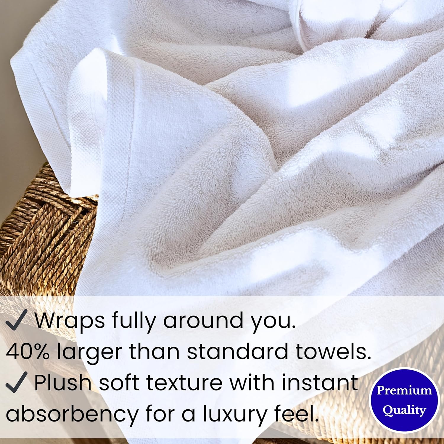 SALBAKOS Luxury 100% Turkish Cotton Bath Sheet 40x80 in (1-Piece, White) | Extra Large Jumbo Oversized Bathroom and