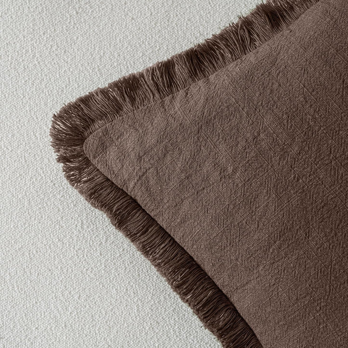 Decorative Throw Pillow Covers Neutral Linen Fringe Throw / 18 x 18 / Reddish Brown / Set of 2