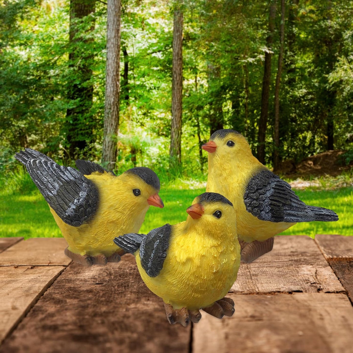 Goldfinch Bird Figurines Hand-Painted / Set of 3