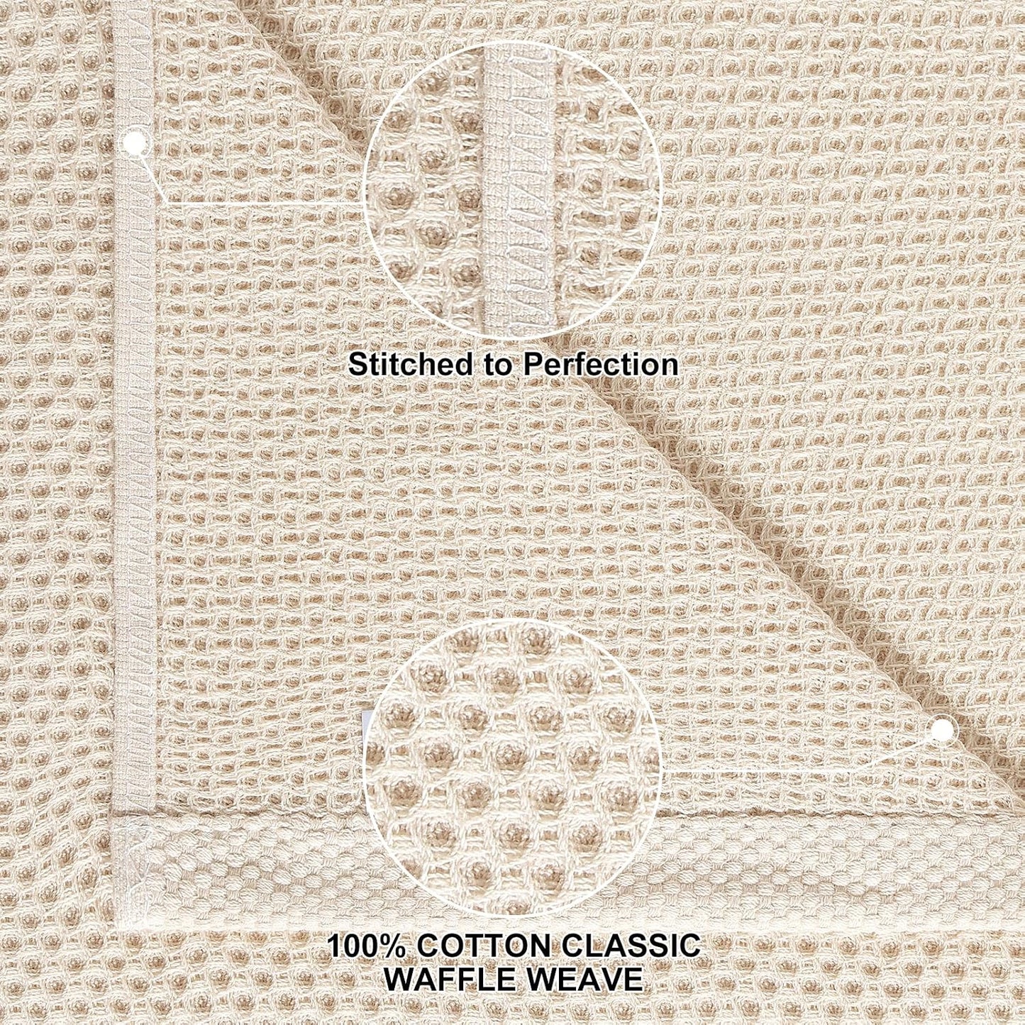 Homaxy 12 Pack 100% Cotton Kitchen Towels and Dishcloths Set, Beige | 12 x 12 Inches and 13 x 28 Inches Kitchen Towels