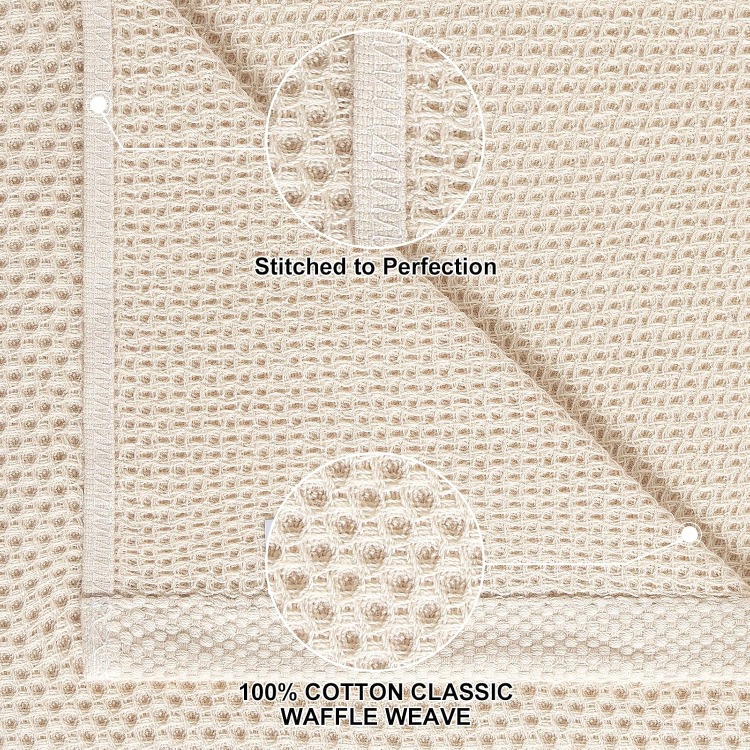 Homaxy 12 Pack 100% Cotton Kitchen Towels and Dishcloths Set, Beige | 12 x 12 Inches and 13 x 28 Inches Kitchen Towels