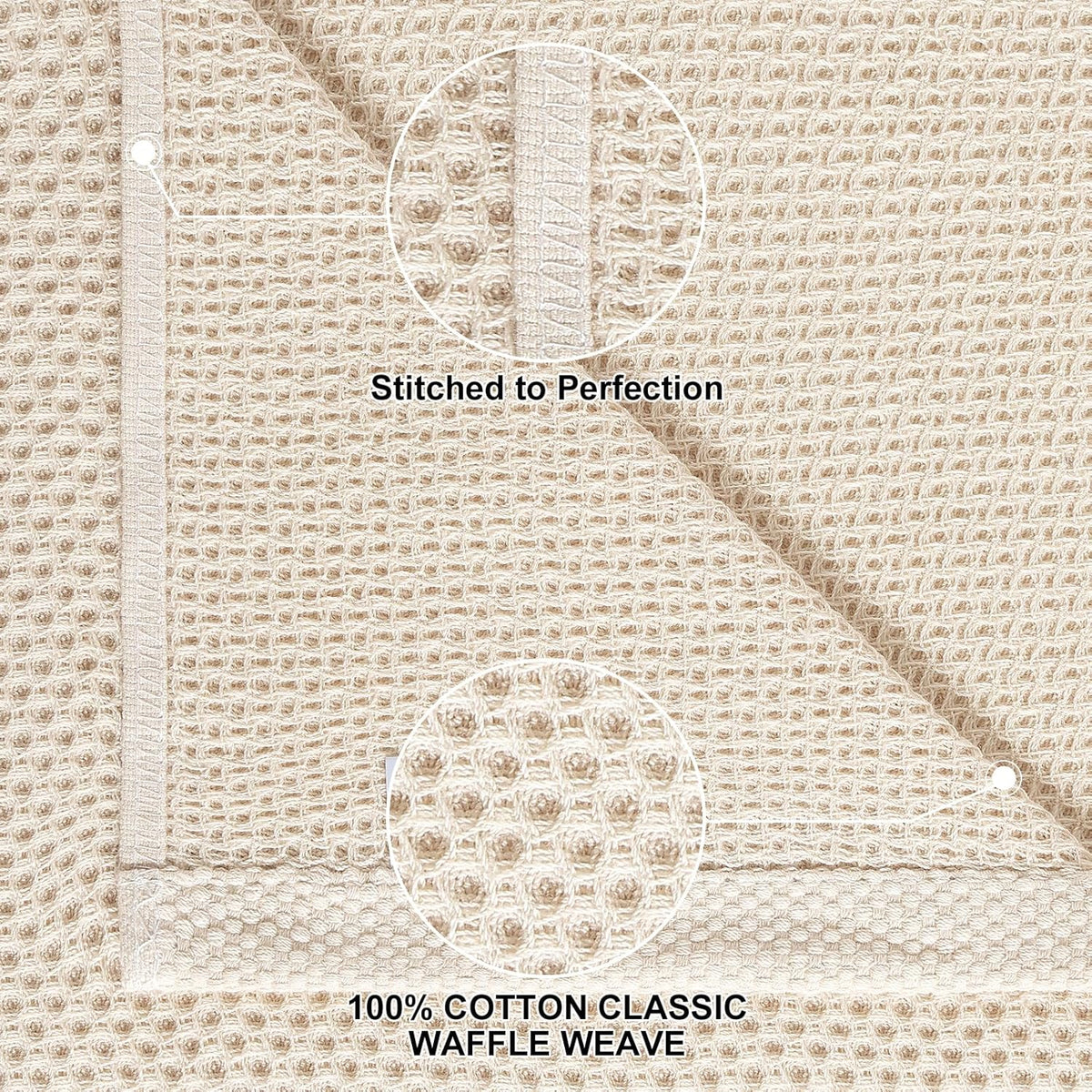 Homaxy 16 Pack 100% Cotton Kitchen Towels and Dishcloths Set, Beige | 12 x 12 Inches and 13 x 28 Inches Kitchen Towels