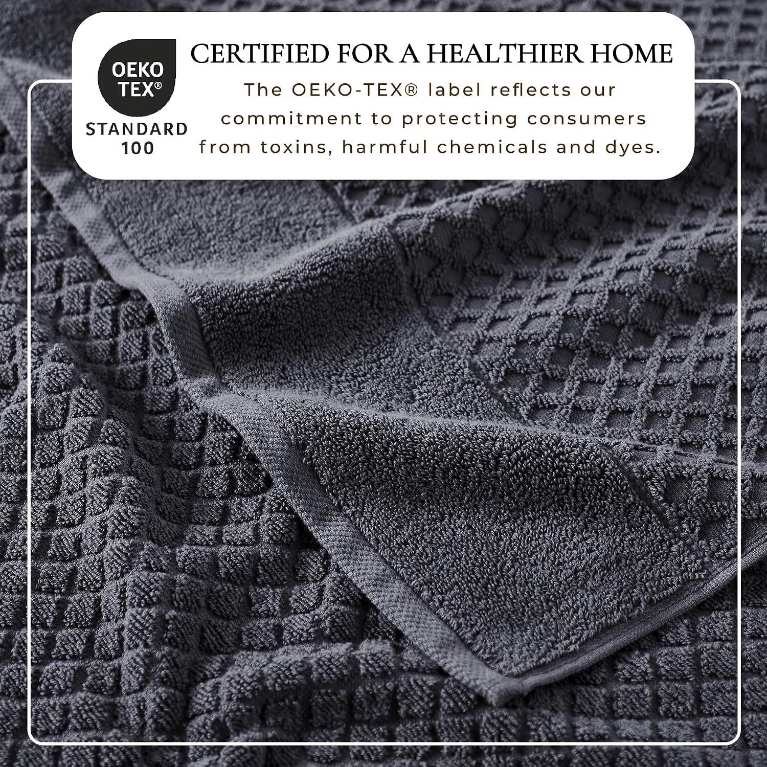 Great Bay Home Bath Towels - 100% Cotton 6 Piece Towel Set - Diamond Waffle Weave - Absorbent, Durable, Quick-Dry