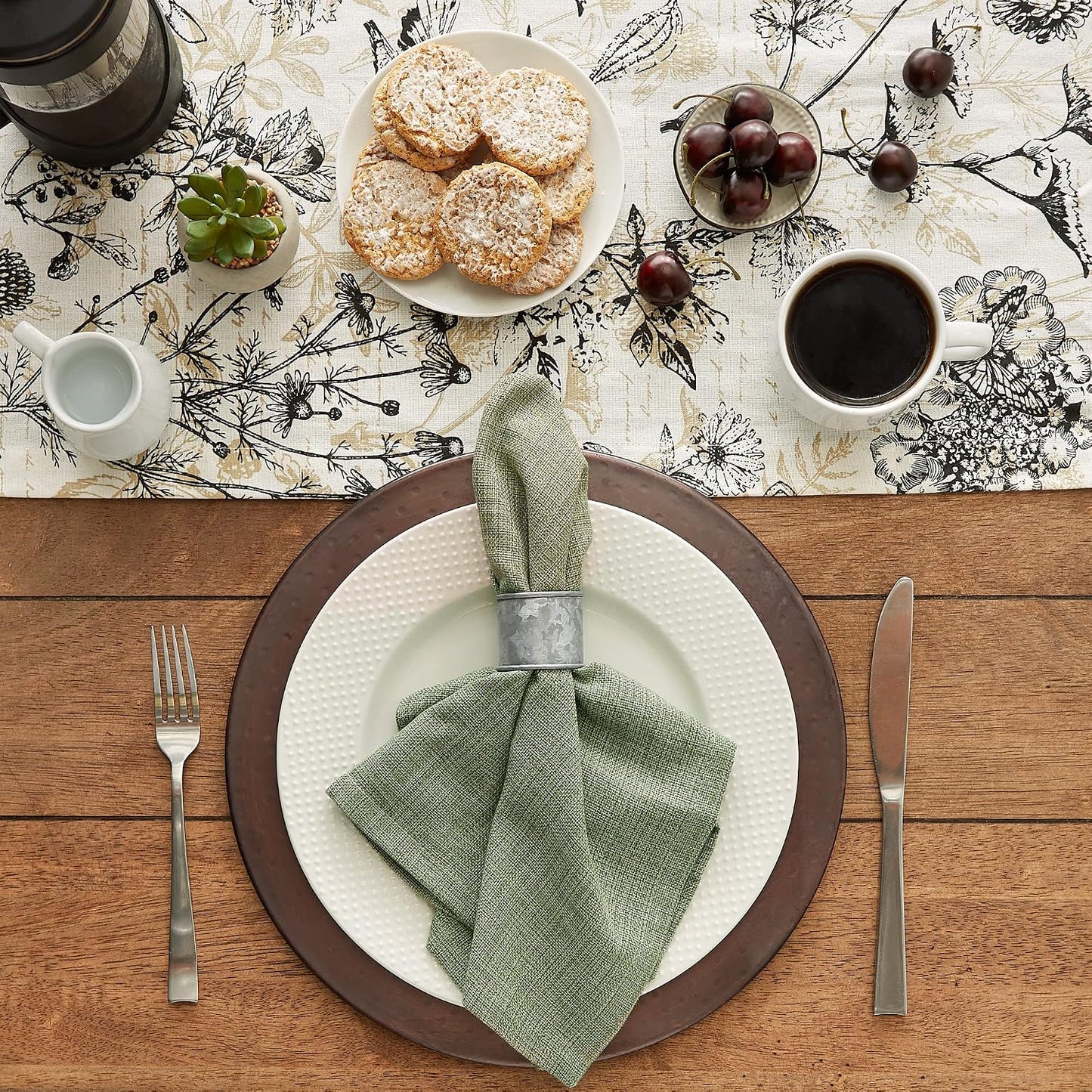 DII Variegated Tabletop Collection, Napkin Set, 20x20, Artichoke Green, 6 Piece