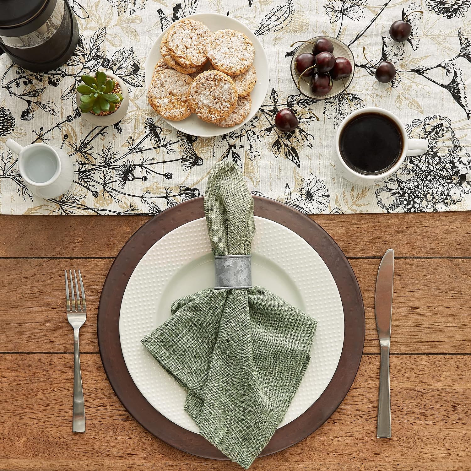 DII Variegated Tabletop Collection, Napkin Set, 20x20, Artichoke Green, 6 Piece