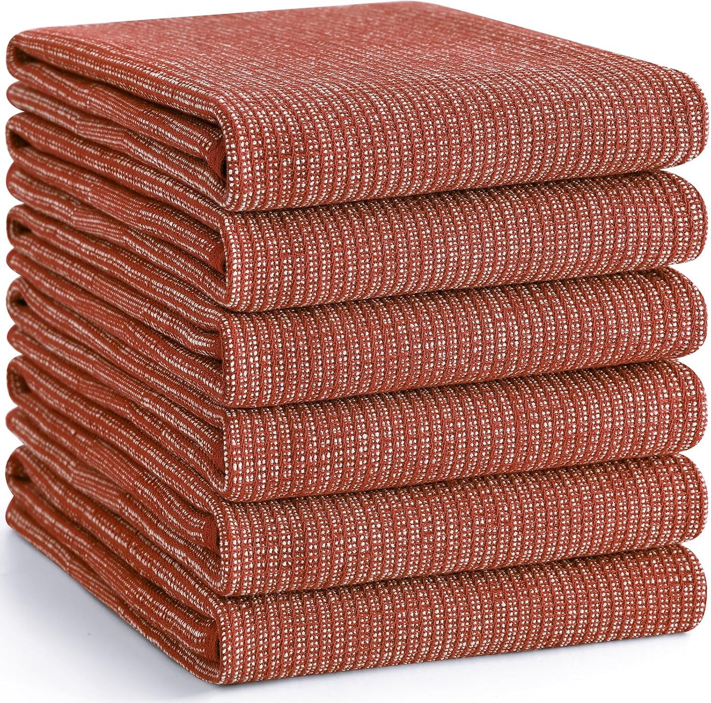 Homaxy 380 GSM Cotton Premium Kitchen Towels 6 Pack, 18"x 28", Rust | Flat and Terry Dish Towels, Highly Absorbent Tea