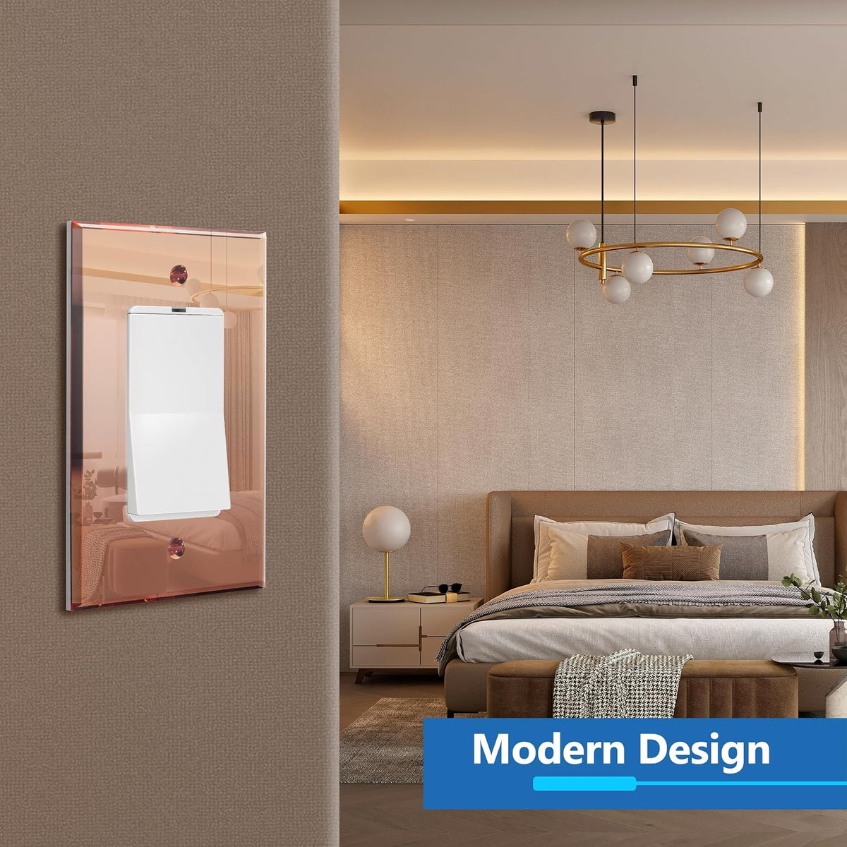 LIDER Reflective Decorator Wall Plate, Oversized 1-Gang, Acrylic, 5-Pack | Mirrored Light Switch Plate, Mirror Glass