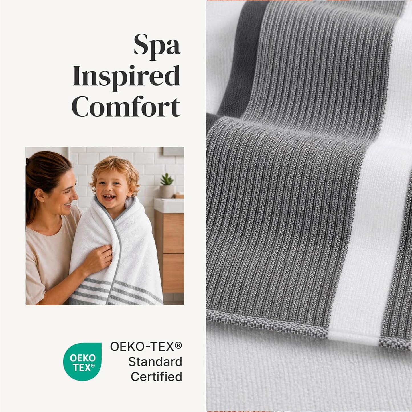 Modern Threads 6 Piece Bath Towel Set – Bathroom Towel Set with 2 Bath Towels, 2 Hand Towels & 2 Washcloths – 100%