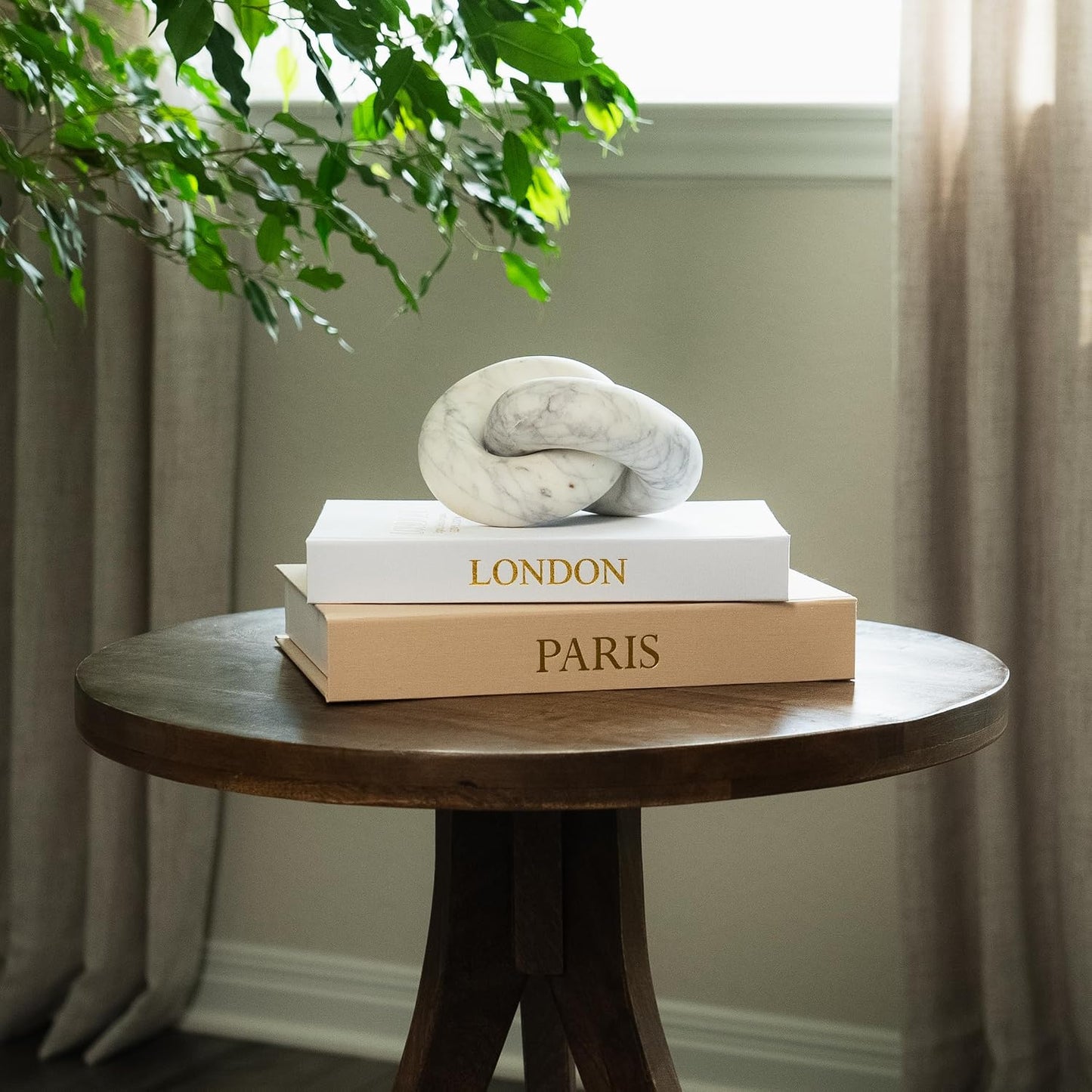 Faux Linen Book Boxes / Caramel/beige / Modern / Set of 2